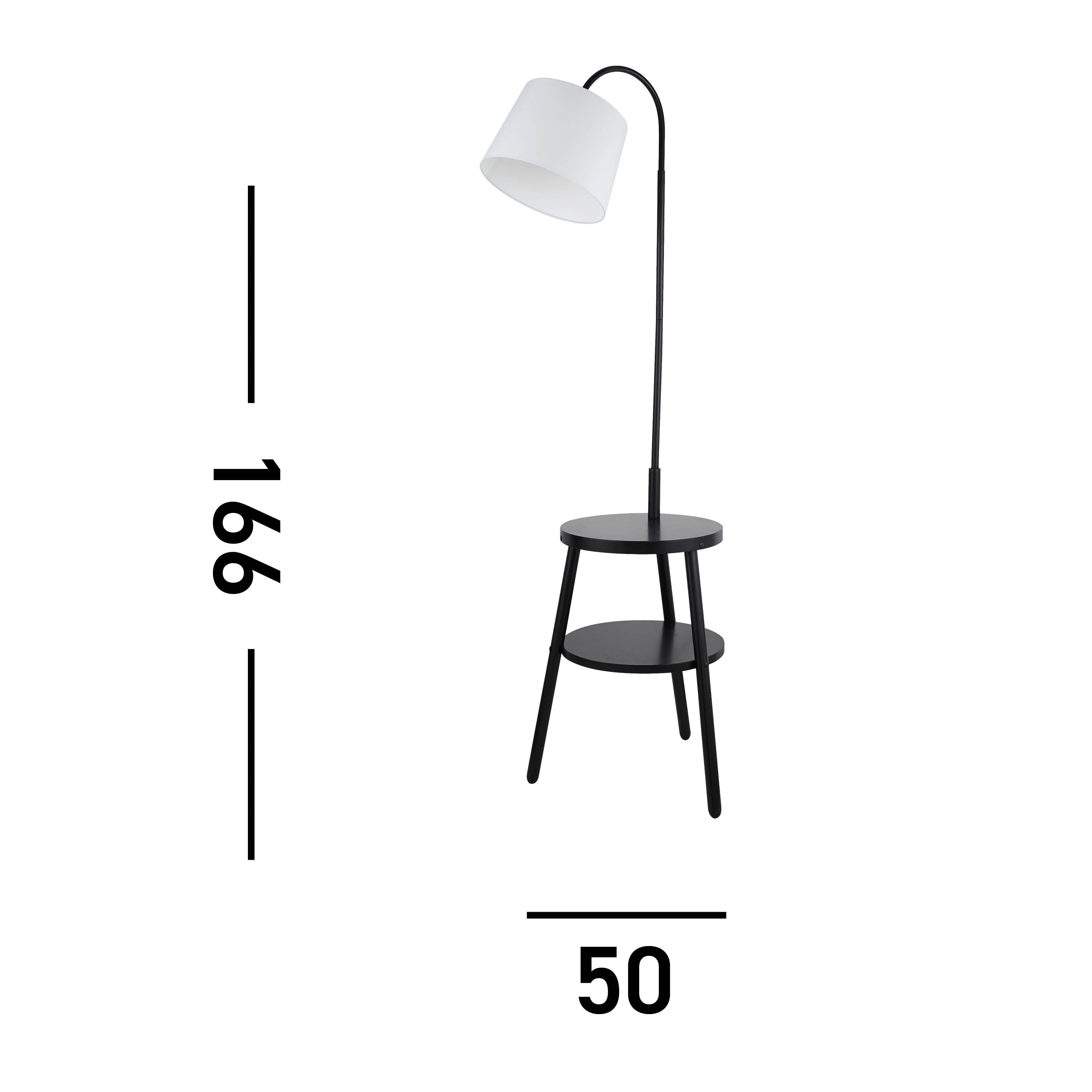 Searchlight Ridge Shelf Black Floor Lamp - White Shade