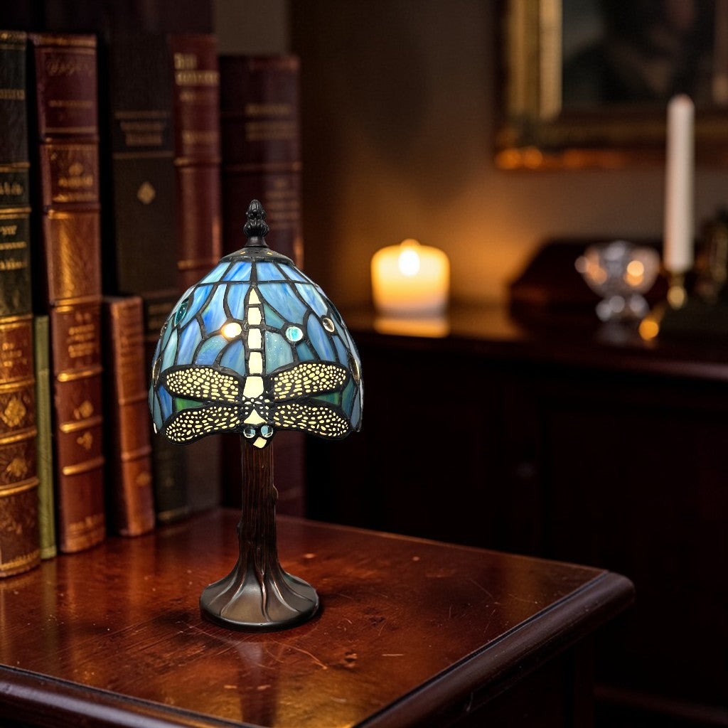Minster Blue Dragonfly Tiffany 15cm Bedside Table Lamp