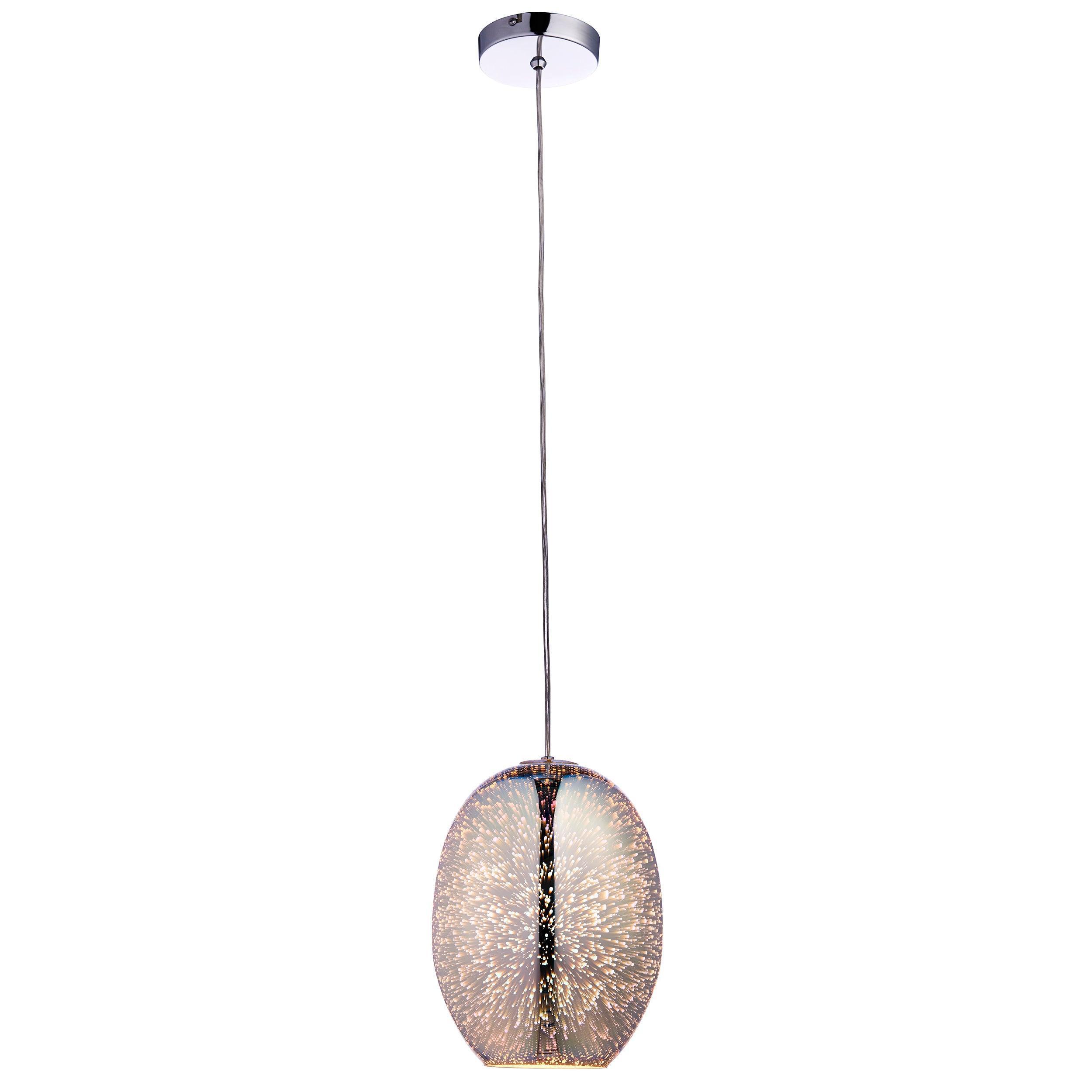Endon Stellar 1 Light Holographic Glass & Chrome Pendant-OPEN-BOX-50-040626
