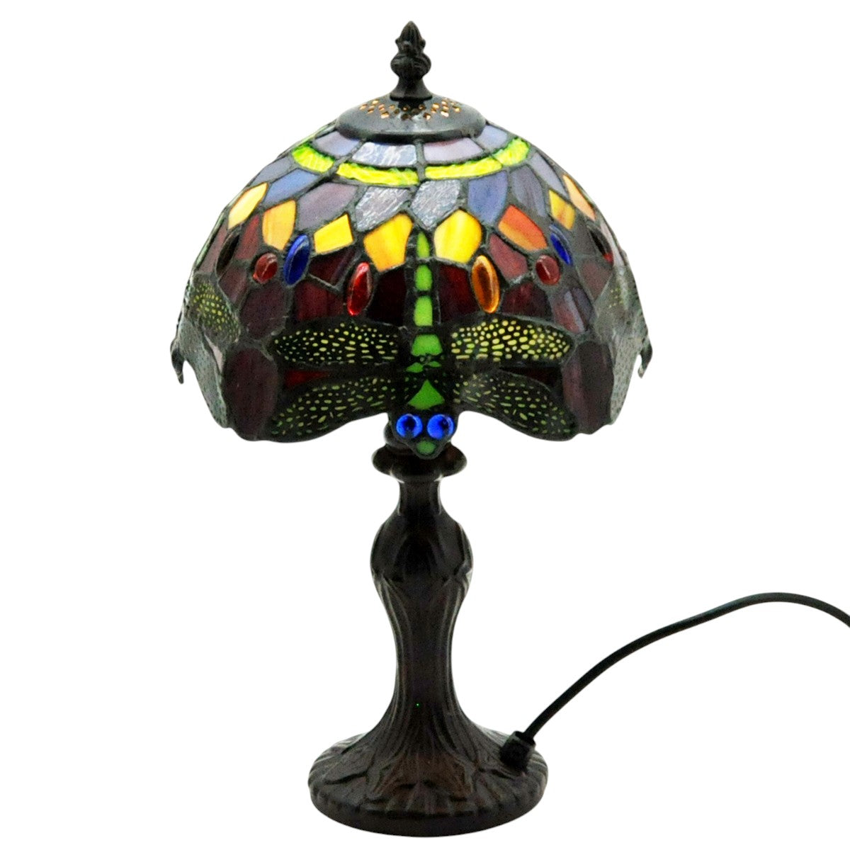 Minster Red Dragonfly Tiffany 20cm Table Lamp
