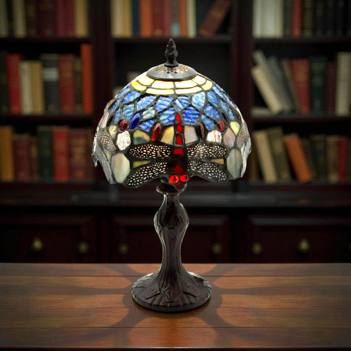Minster Blue Dragonfly Tiffany 20cm Table Lamp