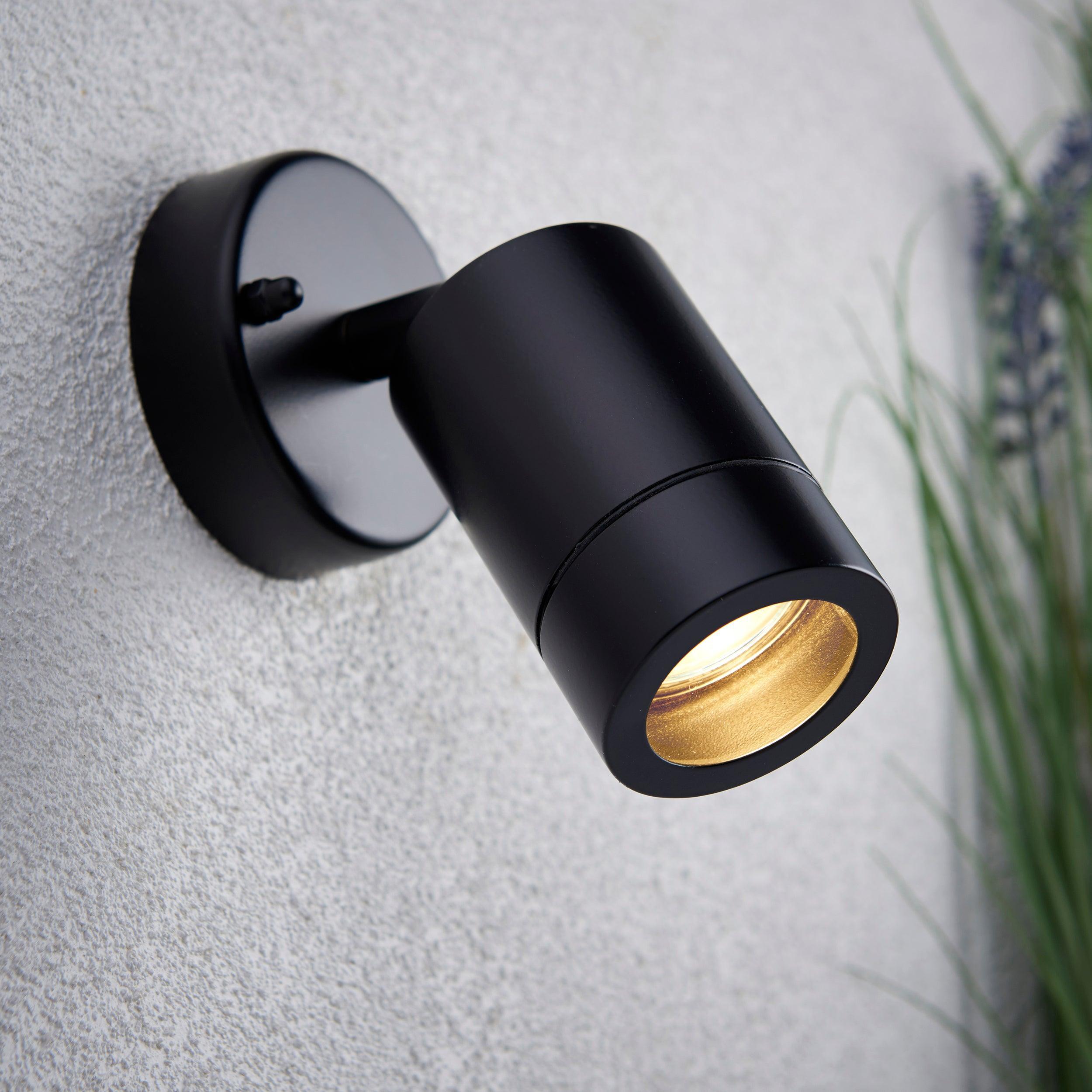 Palin Black LED Outdoor Spot Wall Light IP44 7W-clearance