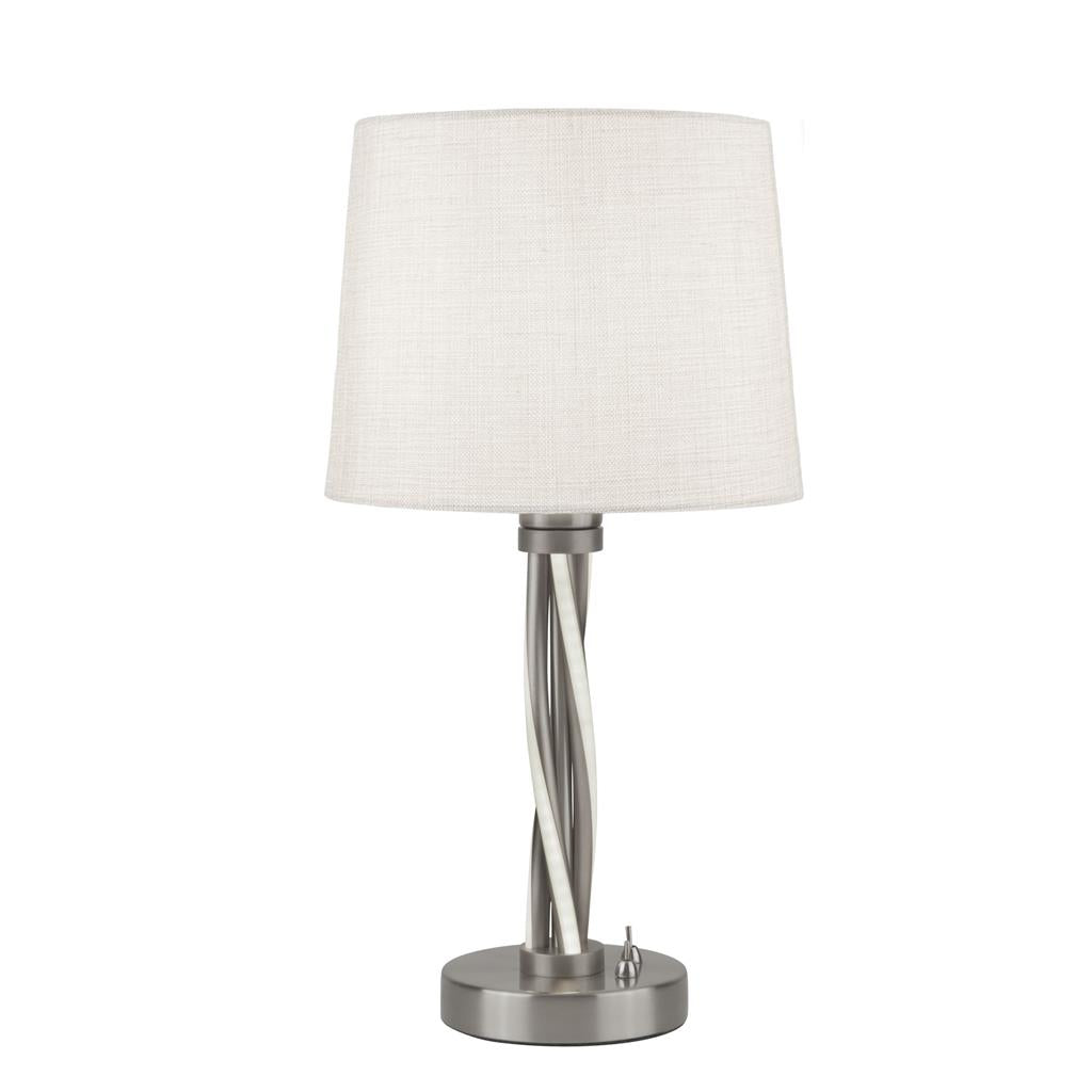 Vegas LED & E27 Twist Satin Silver Table Lamp - Dual Switch