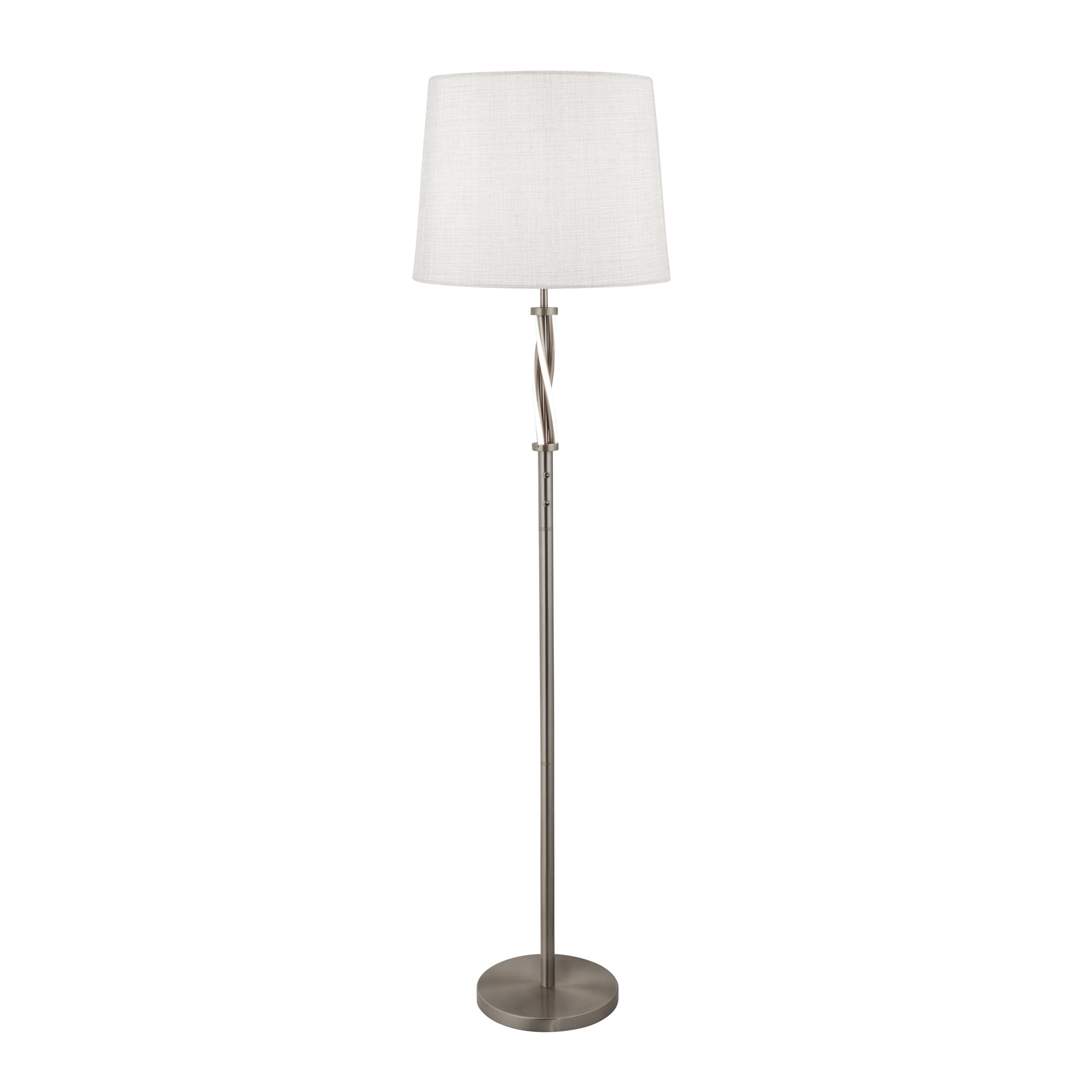 Vegas Floor Lamp - Satin Silver & White Shade