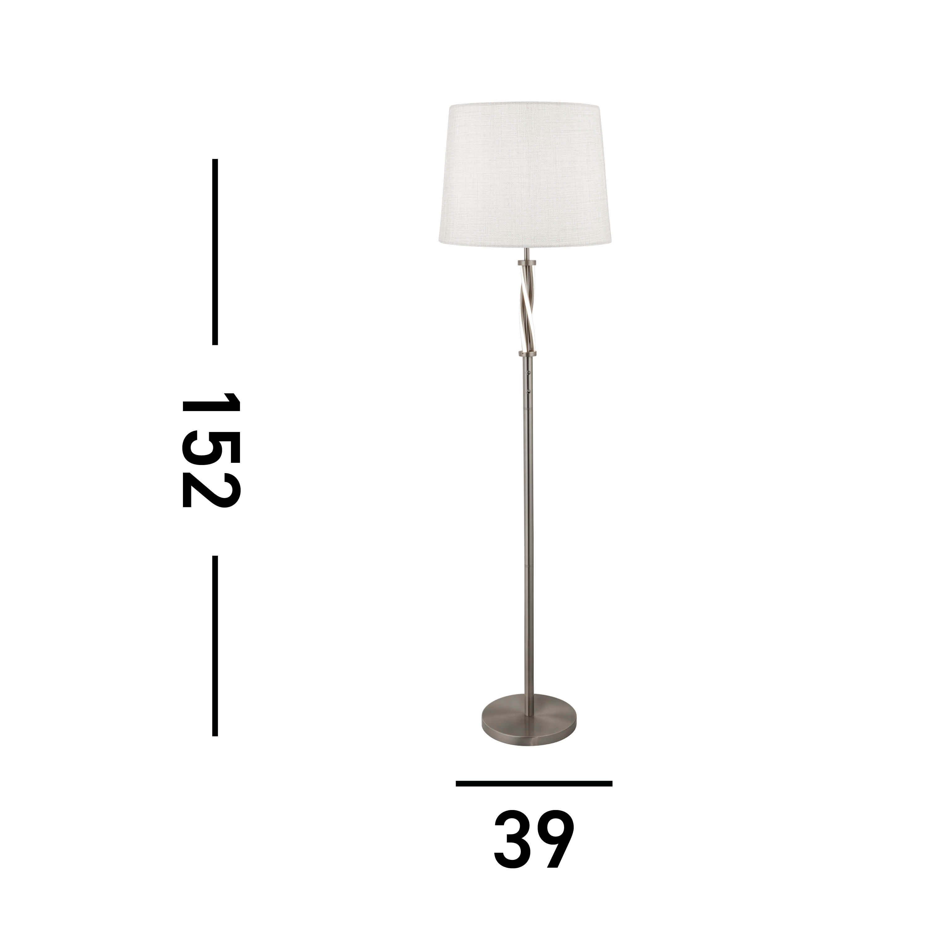 Vegas Floor Lamp - Satin Silver & White Shade