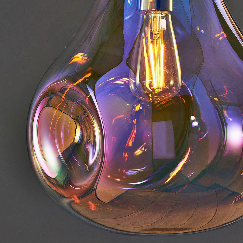 Lava 1 Light Reflective Iridescent Glass Pendant