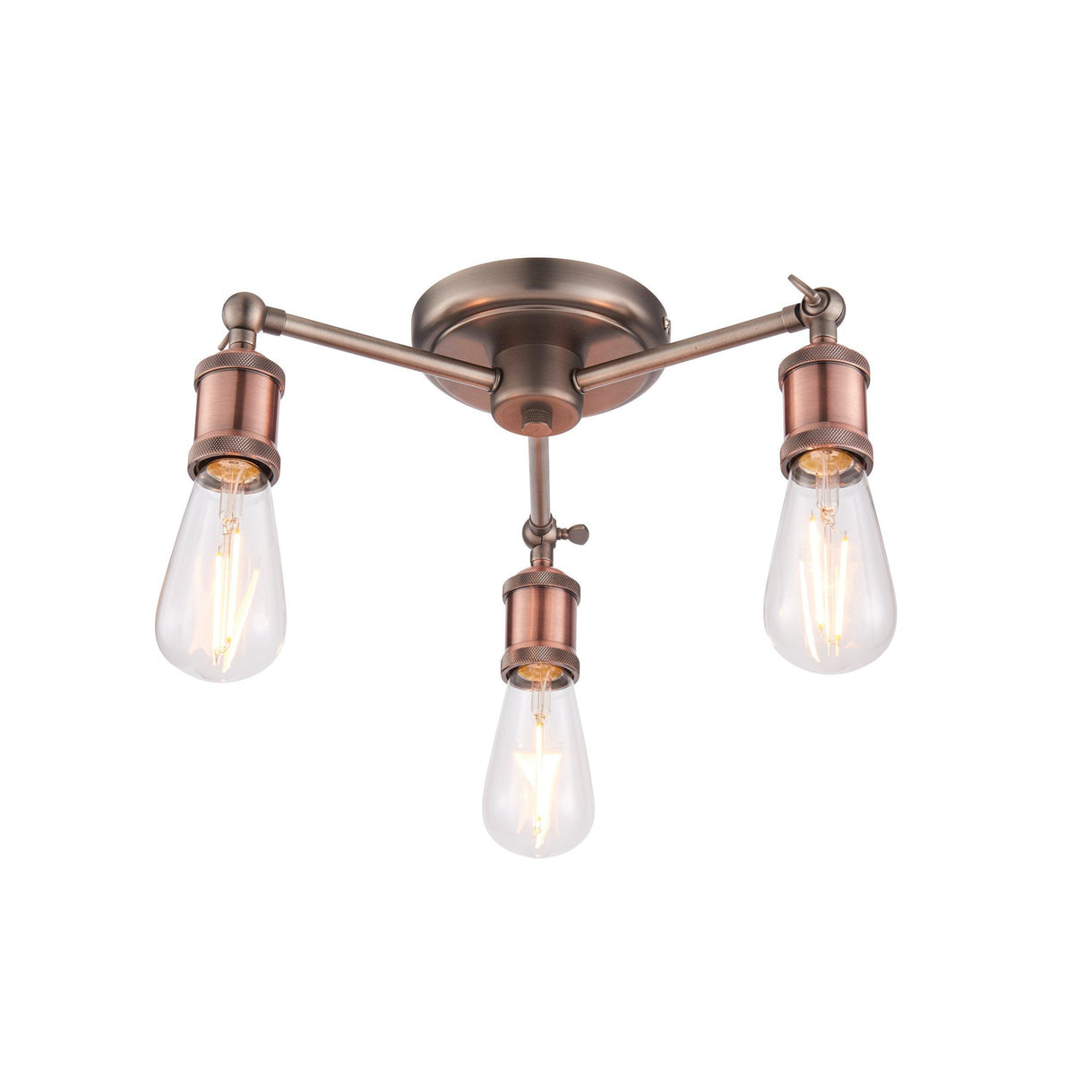 Endon Hal 3 Light Pewter & Copper Semi Flush Ceiling Light-warehouse-091026