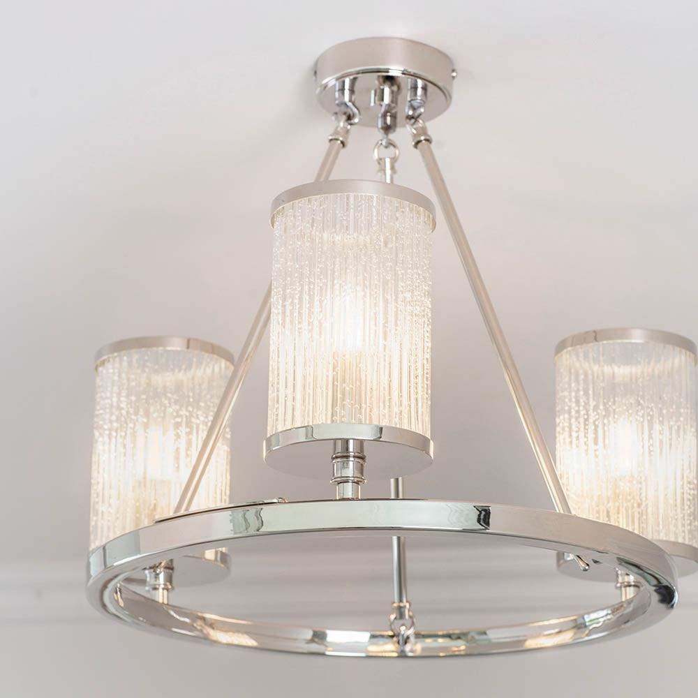 Endon Easton 3 Light Nickel Semi Flush Ceiling Light-OPEN-BOX-50-200826