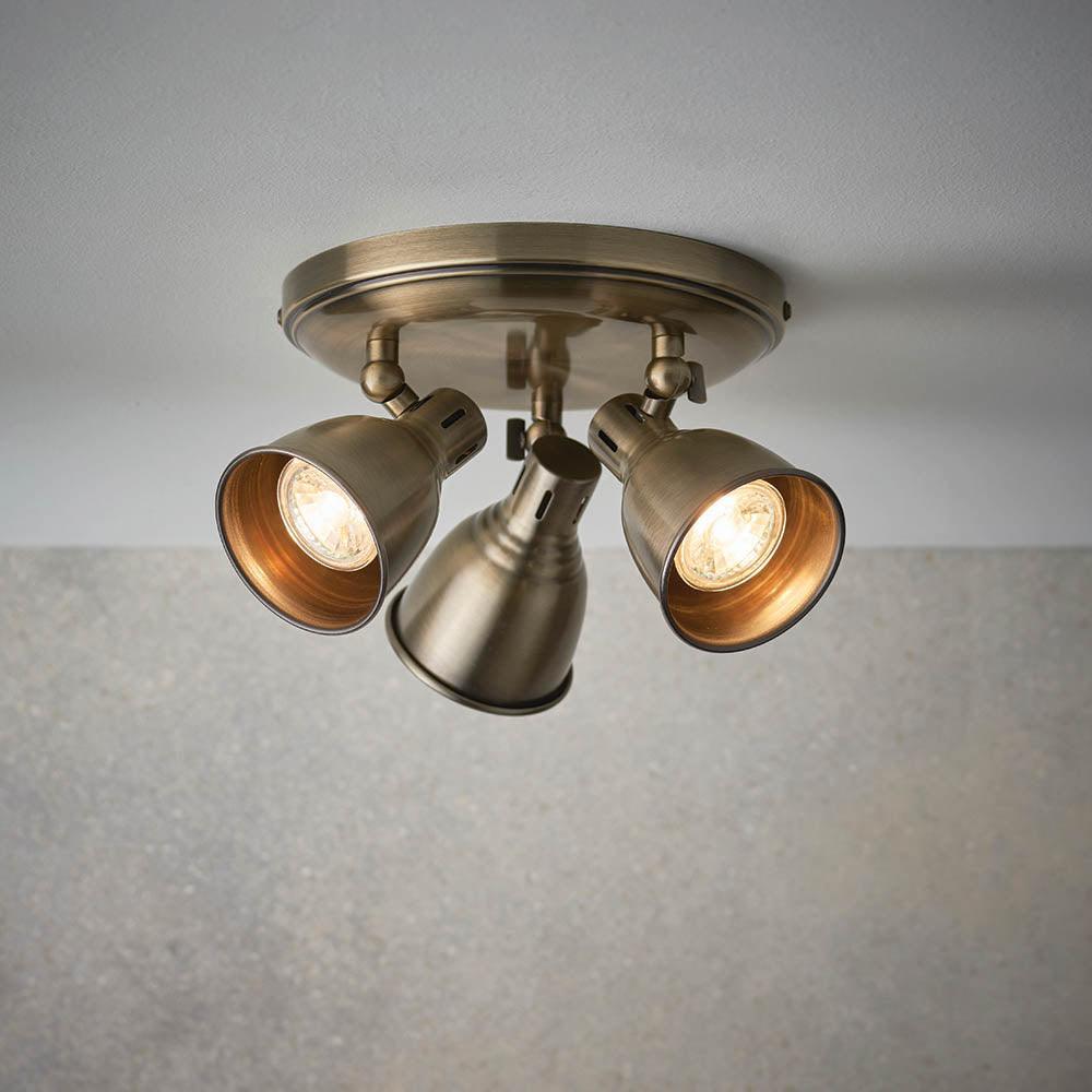 Endon Westbury 3 Light Antique Brass Spot Light-OPEN-BOX-50-290626