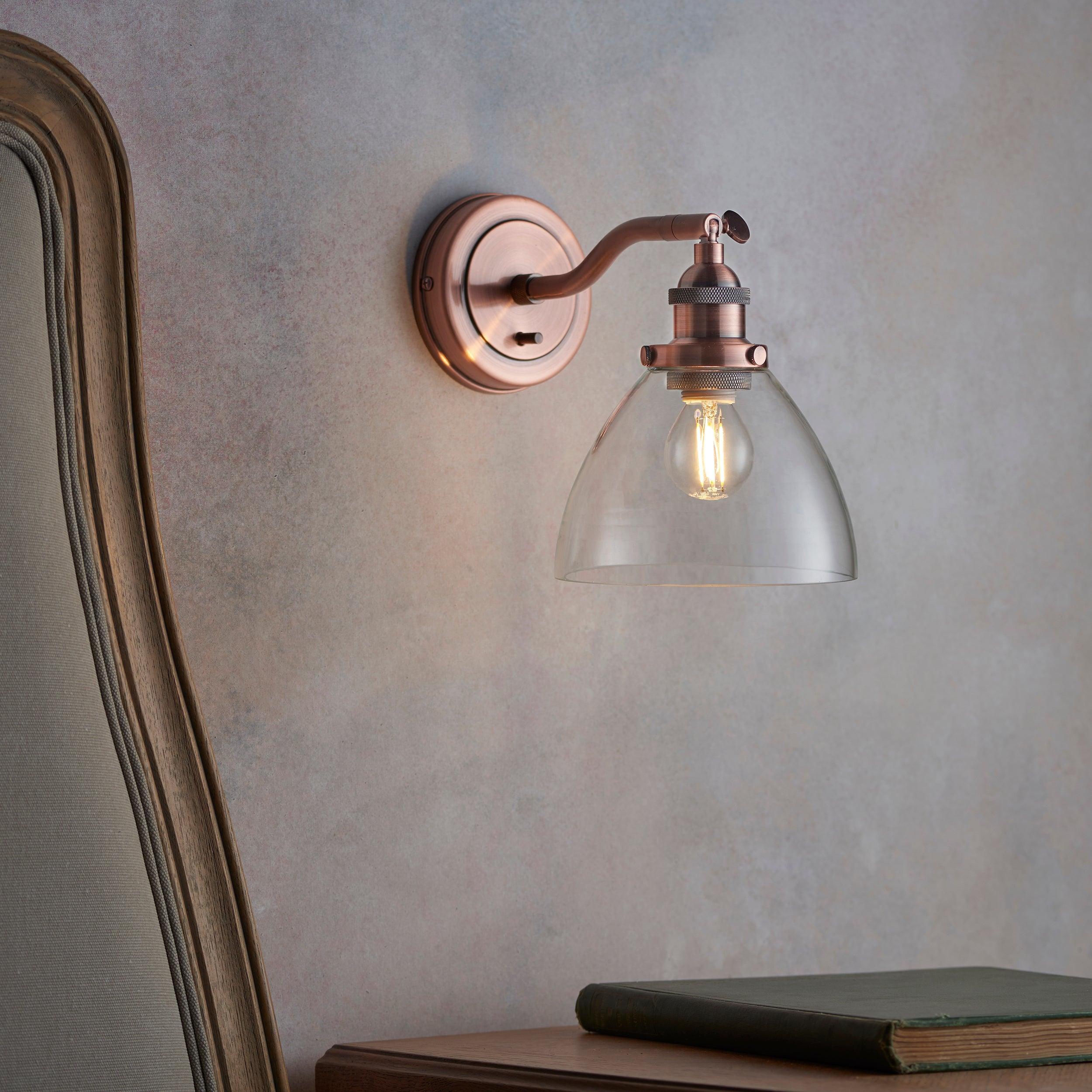 Endon Hansen 1 Light Copper Wall Light-WAREHOUSE-40-290626