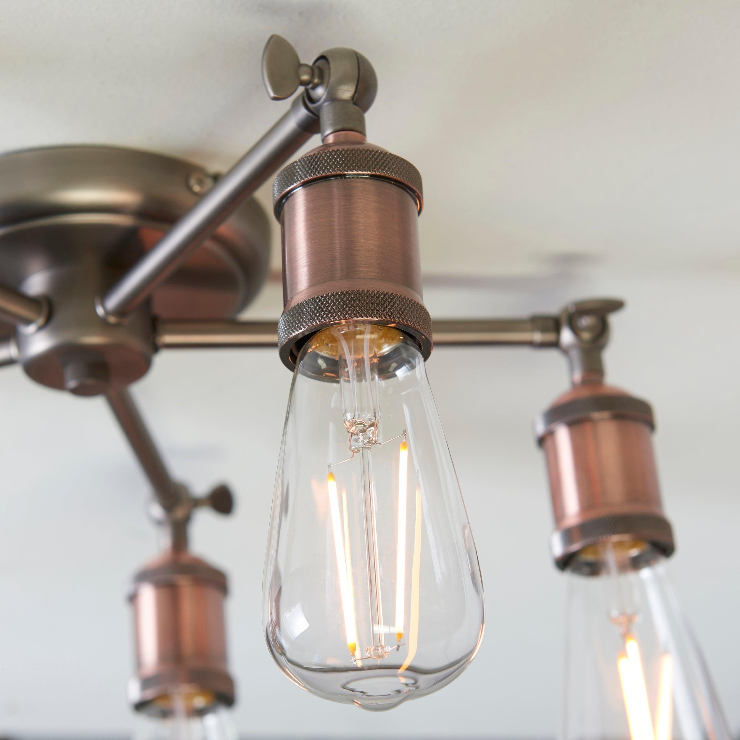 Endon Hal 5 Light Pewter & Copper Semi Flush Ceiling-OPEN-BOX-50-270826