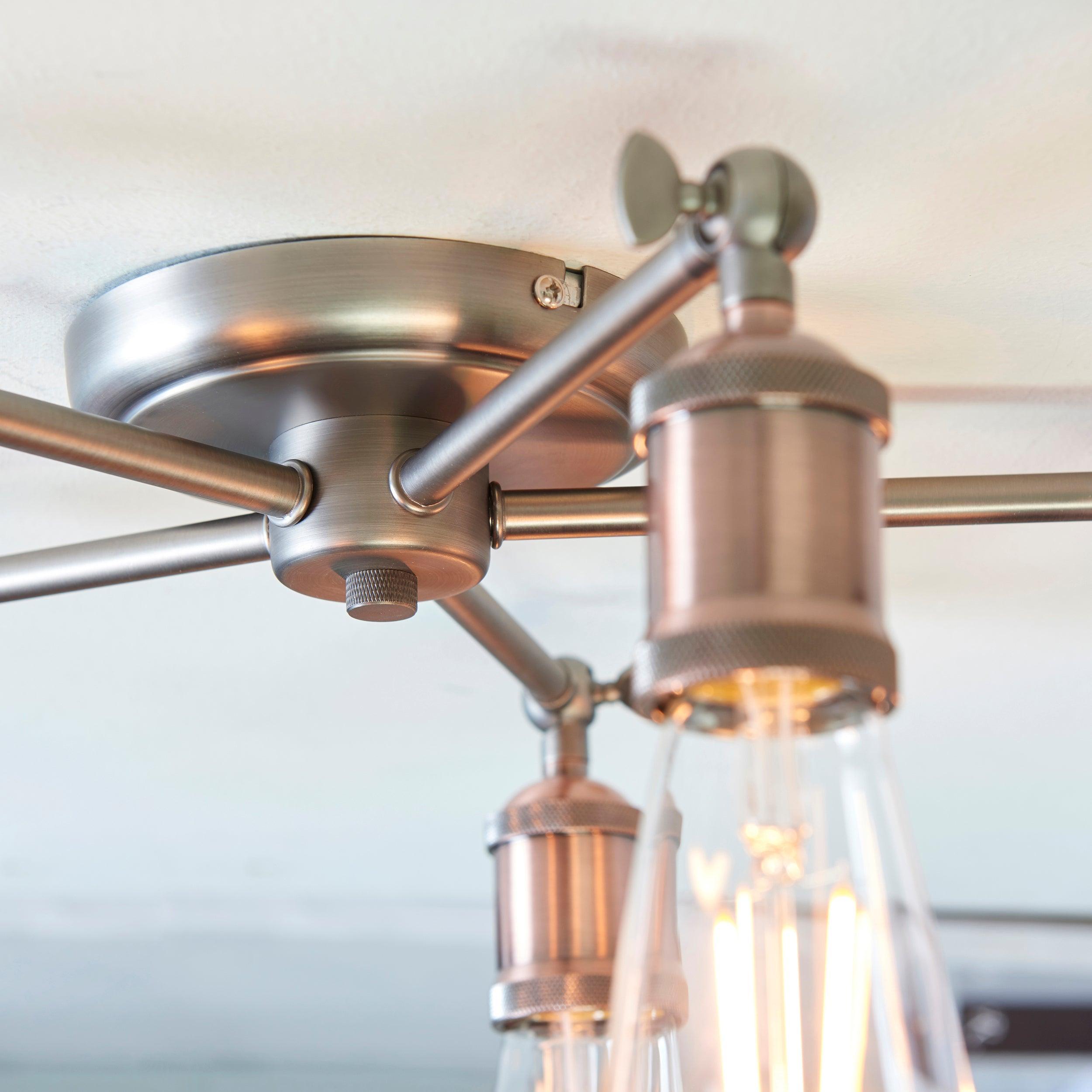 Endon Hal 5 Light Pewter & Copper Semi Flush Ceiling-OPEN-BOX-50-270826