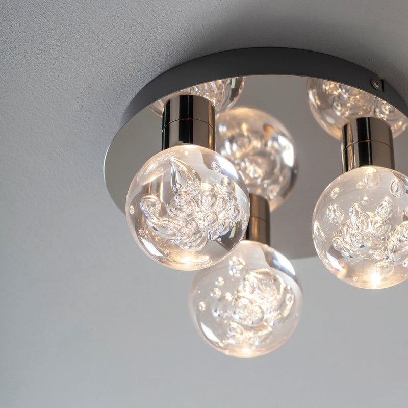 Endon Versa 3 Light Chrome LED Flush Ceiling Light 76364 - CLose-up Glass detail