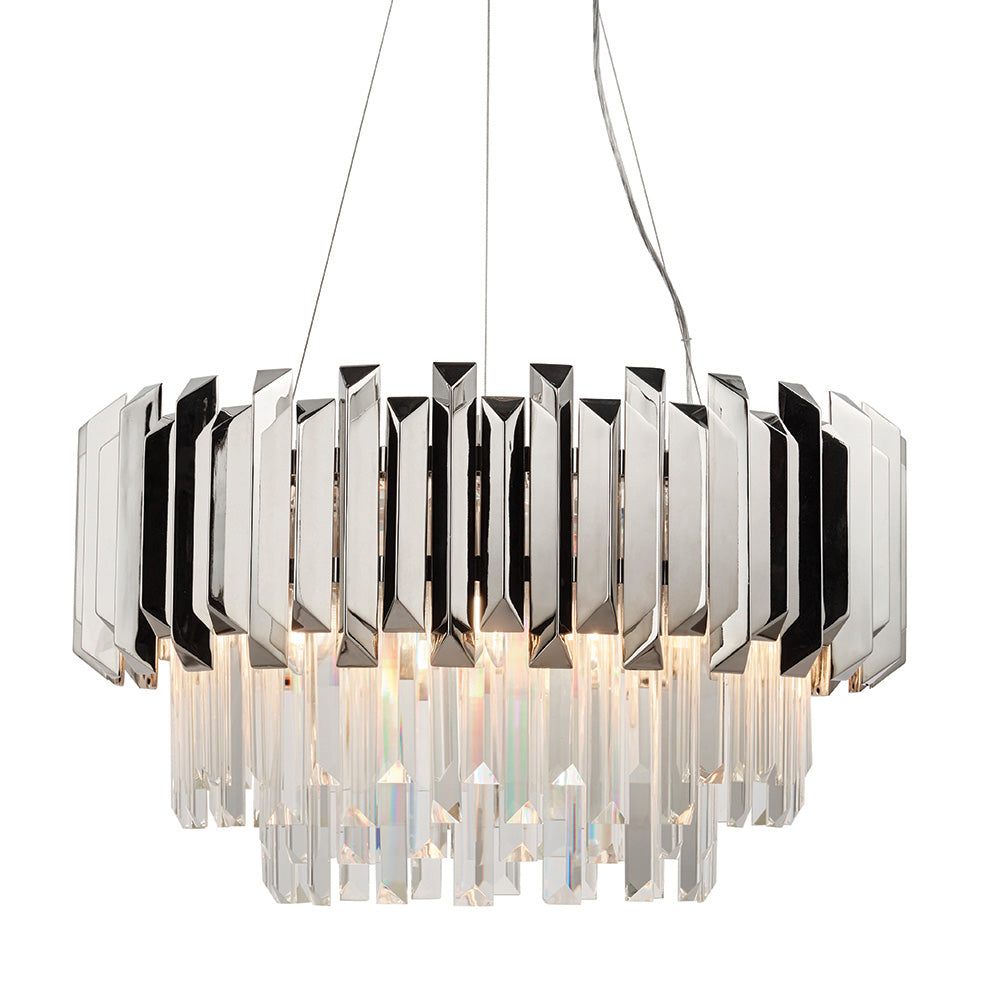 Valetta Polished Stainless Steel & Crystal 6 Light Pendant 76430 by Endon Lighting