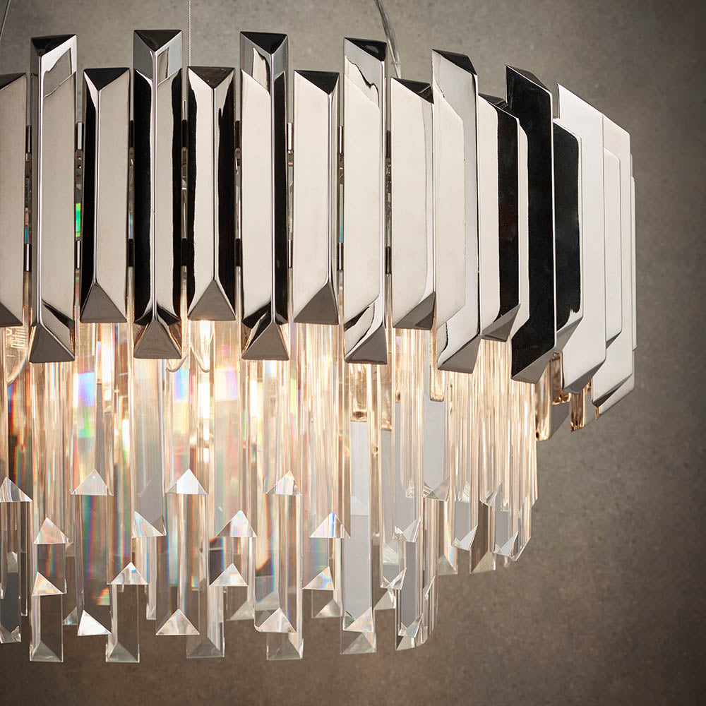 Valetta Polished Stainless Steel & Crystal 6 Light Pendant