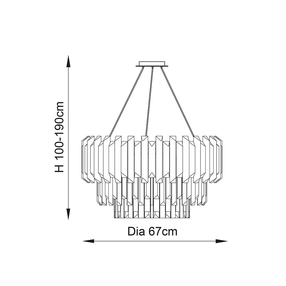 Valetta Polished Stainless Steel & Crystal 6 Light Pendant
