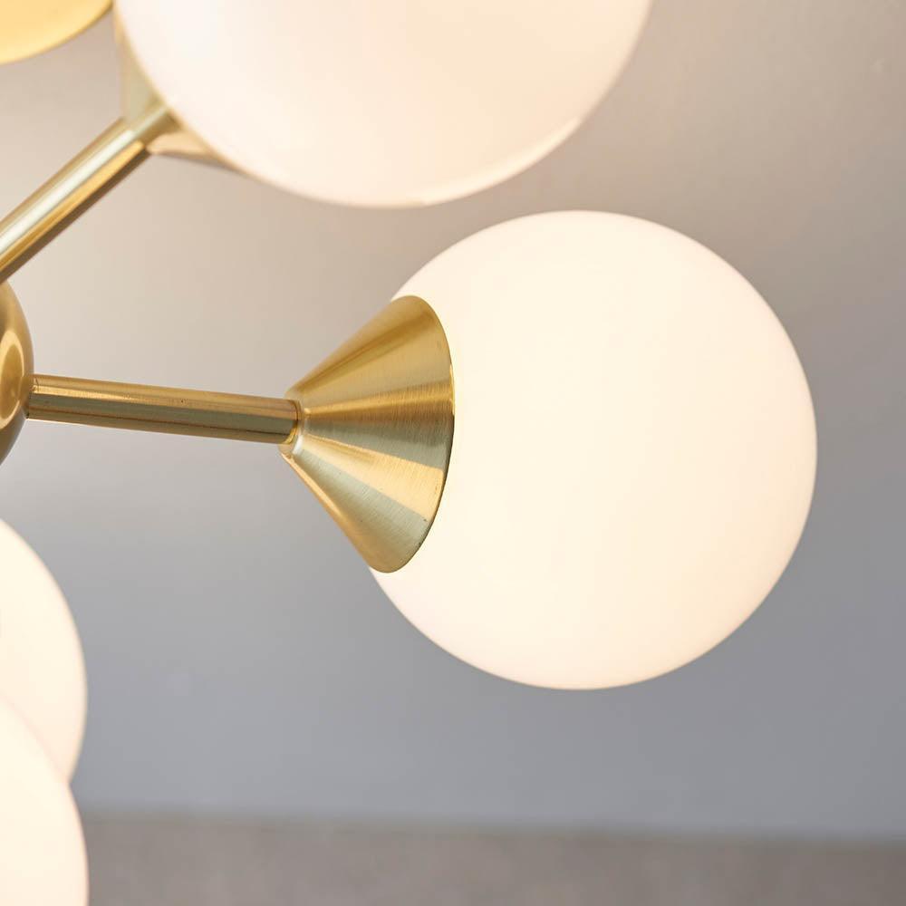 Endon Oscar 6 Light Brass Finish Semi Flush Ceiling Light-WAREHOUSE-40-290626