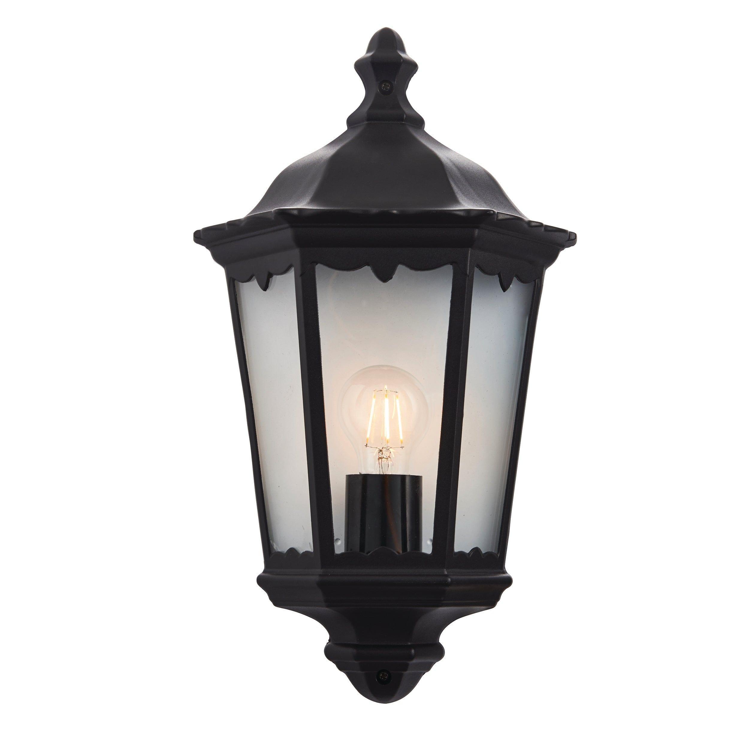 Endon Burford Black Half Outdoor Wall Light-WAREHOUSE-40-290626