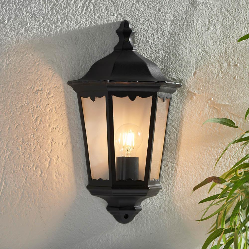 Endon Burford Black Half Outdoor Wall Light-WAREHOUSE-40-290626