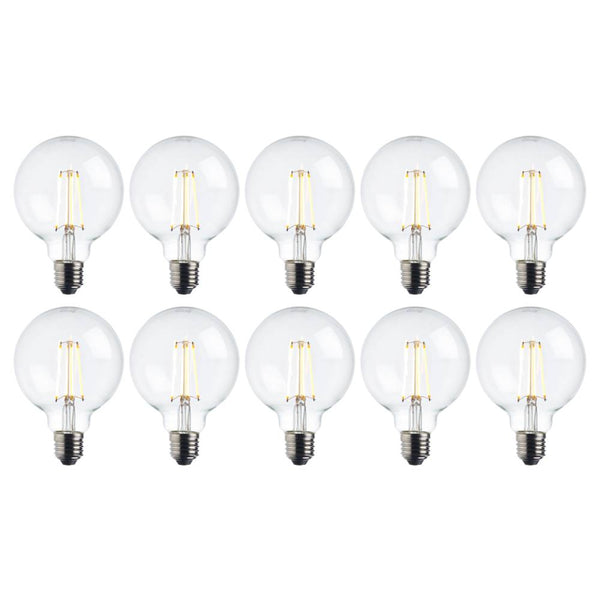 10 x E27 Warm White LED Filament Globe Light Bulb Dimmable 7W