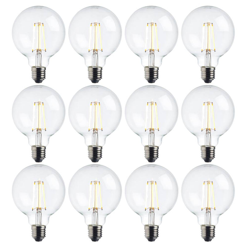 12 x E27 Warm White LED Filament Globe Light Bulb Dimmable 7W