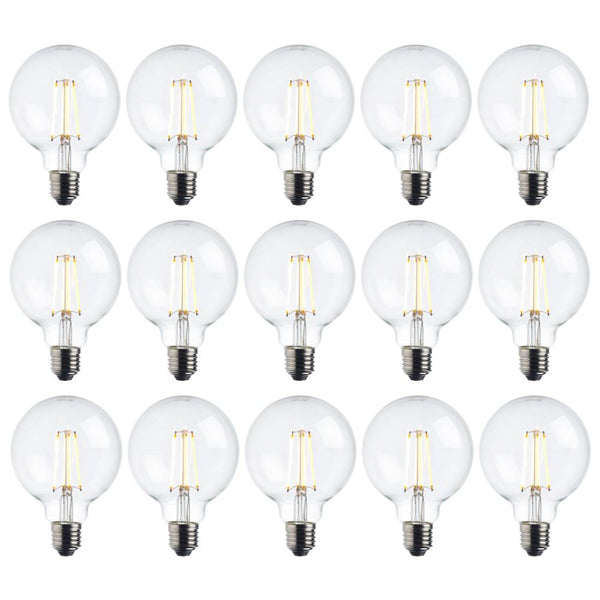 15 x E27 Warm White LED Filament Globe Light Bulb Dimmable 7W