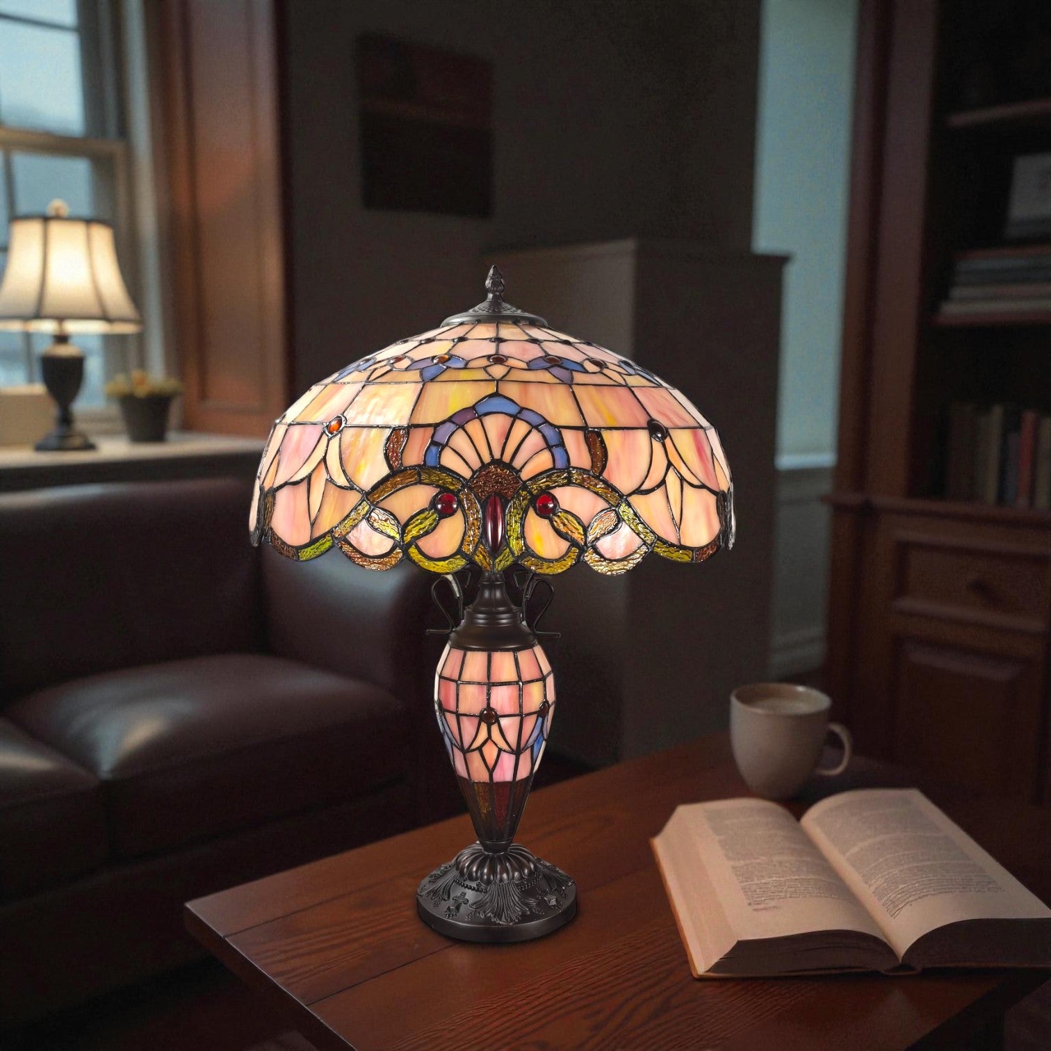 Minster Cradley Double Lit Tiffany 18" Table Lamp