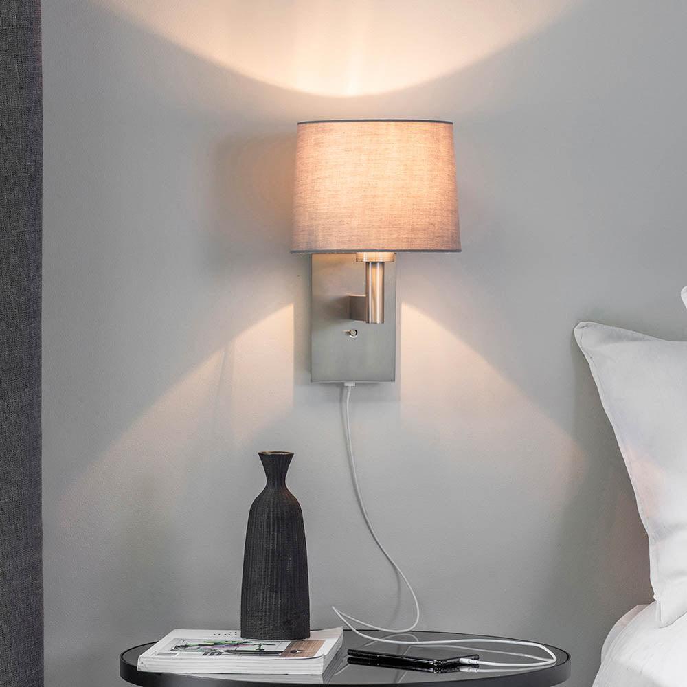 Endon Owen Nickel Finish USB Wall Light-warehouse-180926