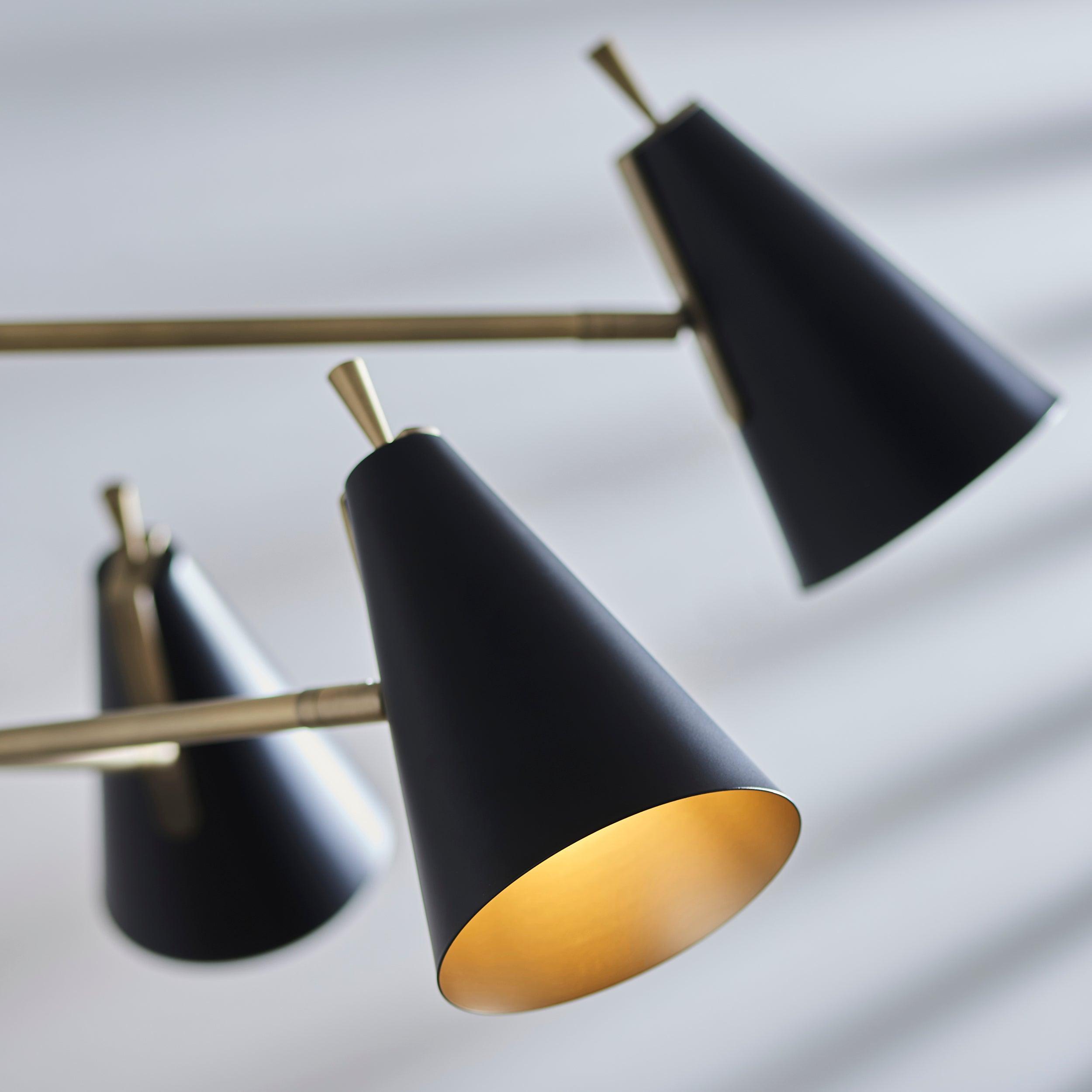 Harlesden Industrial 6 Light Black & Gold Modern Pendant-OPEN-BOX