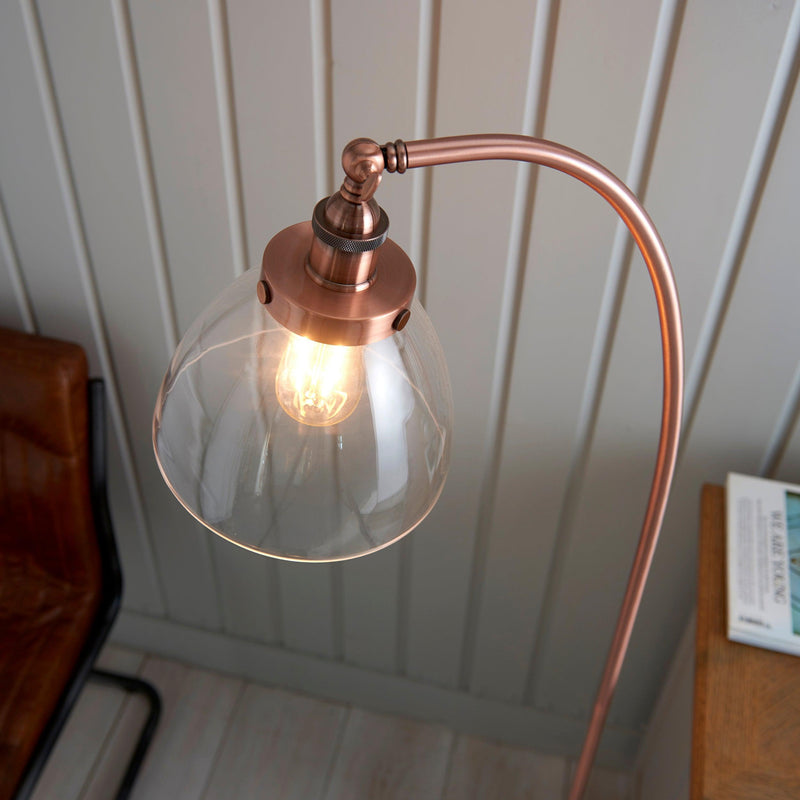 Hansen Traditional Copper Floor Lamp 77862 - Shade close-up