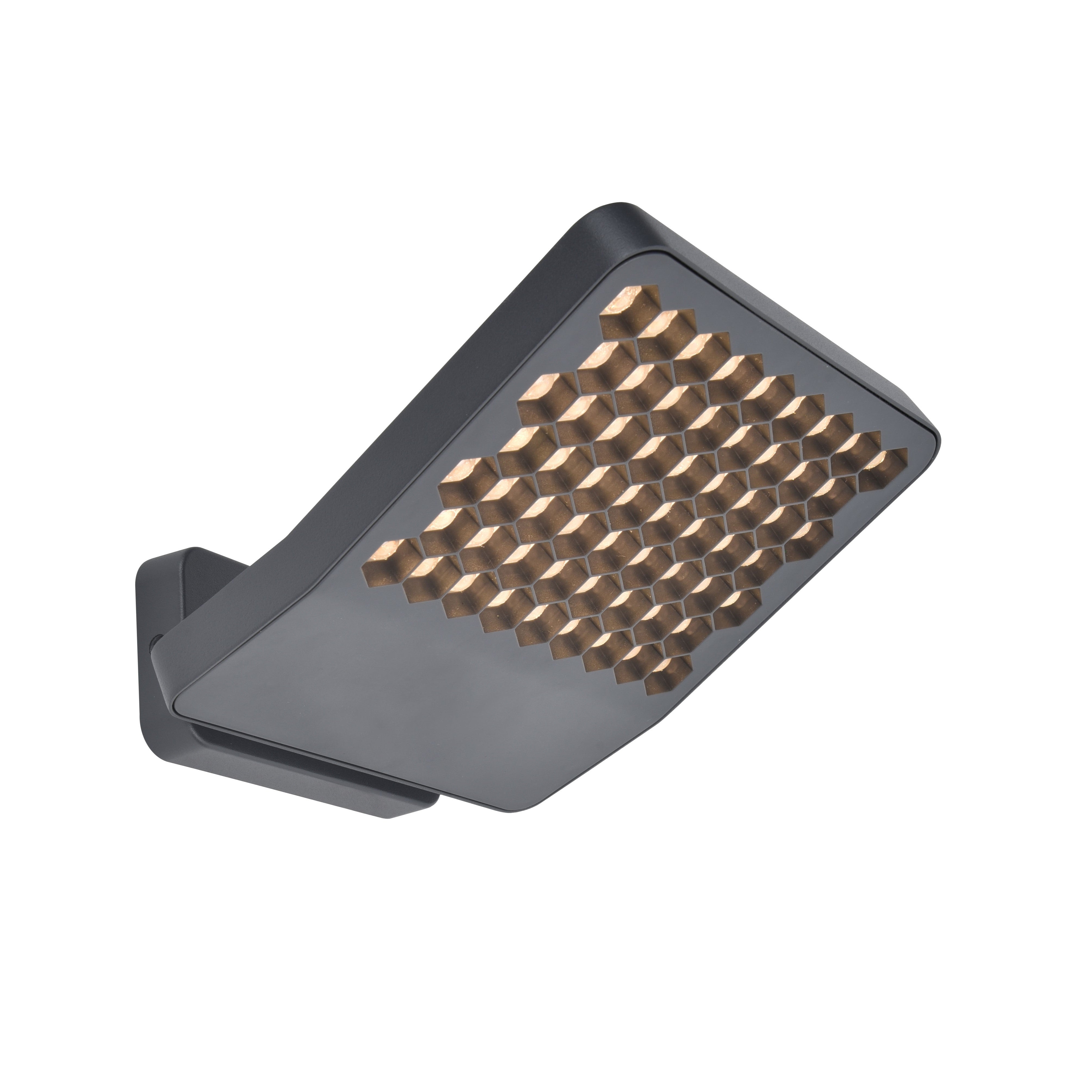 Modern wall light fixture with geometric design on a white background
