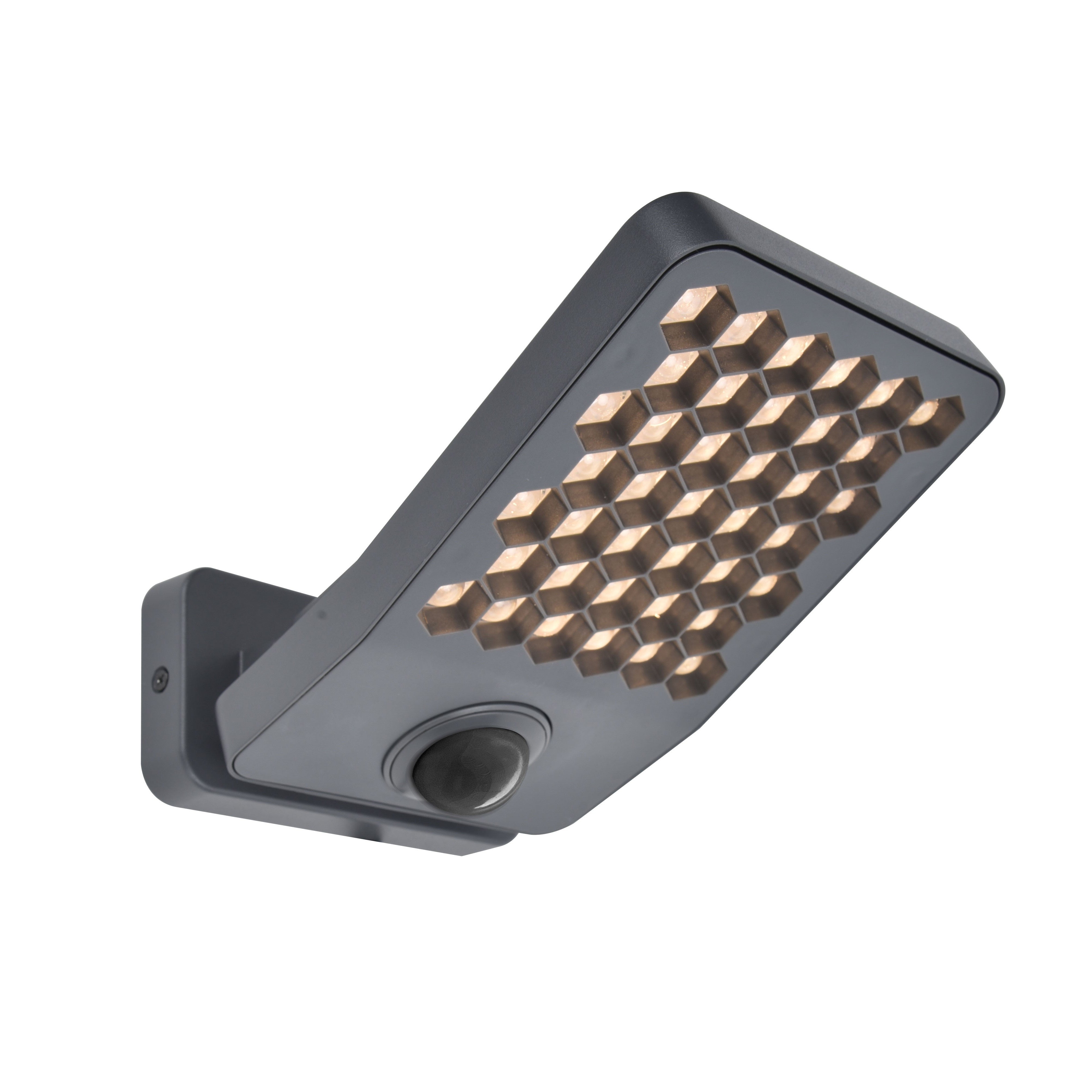 Lutec Atlantis Dark Grey LED Flood Light 14W Warm White - With PIR