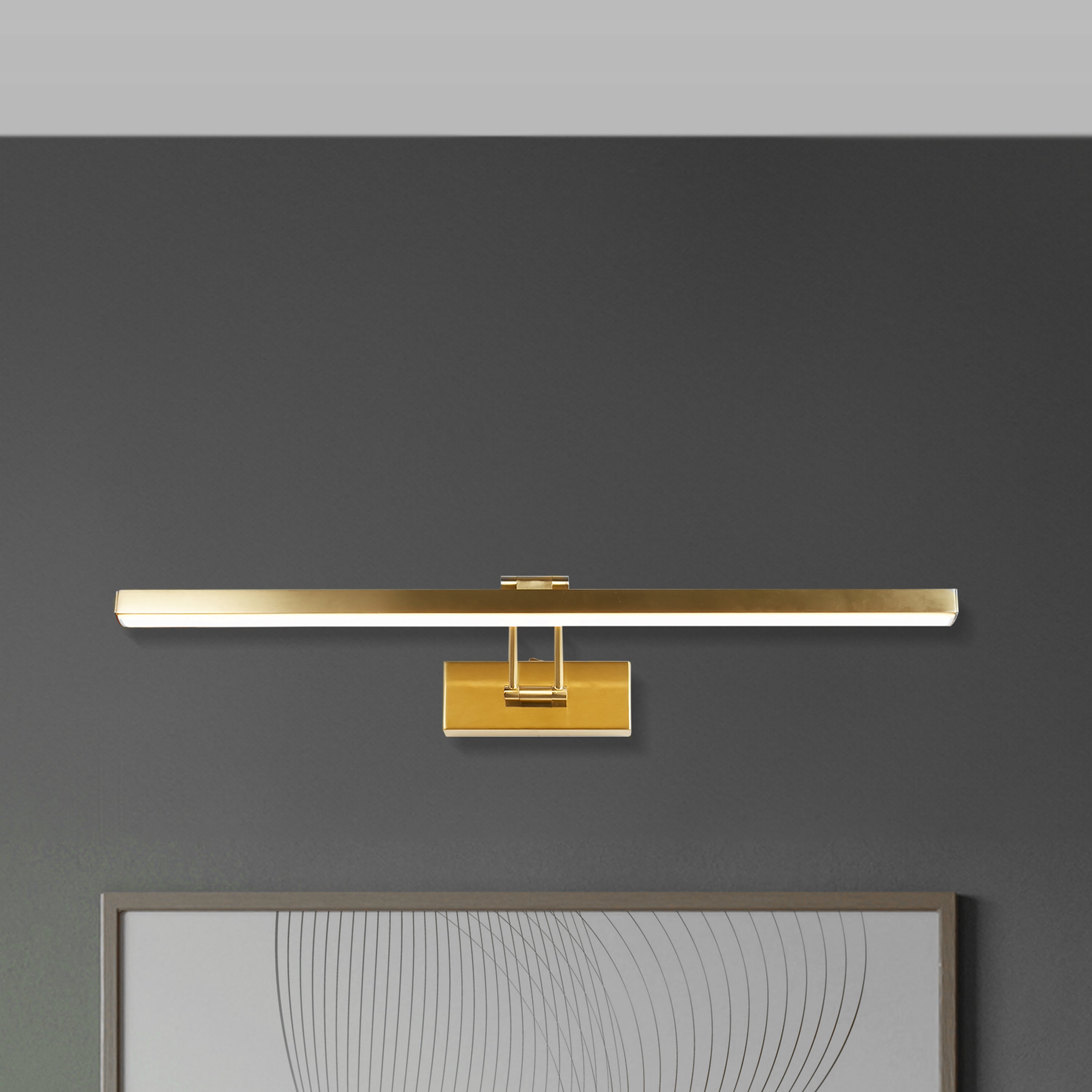 Searchlight Rhodes Brass LED Picture Light - 60cm