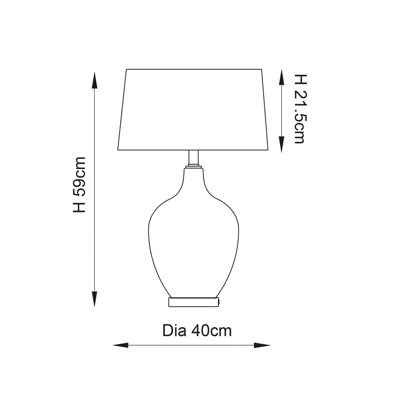 Endon Ilsa 1 Light Black Glass Table Lamp - Mink Shade