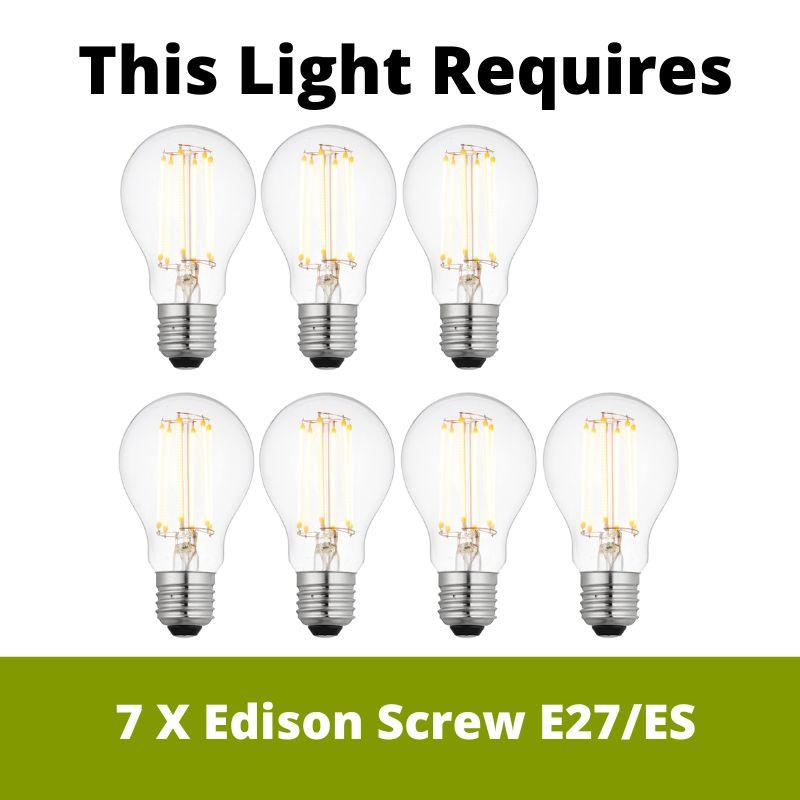 Axel 7 Light Black Semi-flush Ceiling Light