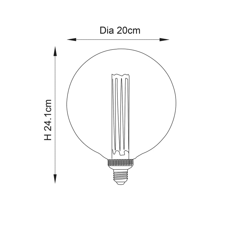 E27 Globe Internal Cylinder Clear LED 2.8w Light Bulb - 200mm