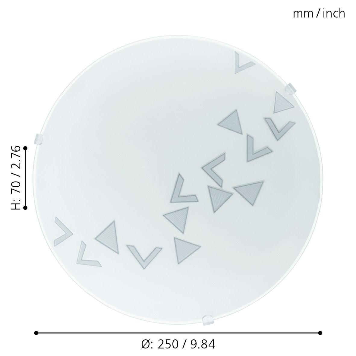 eglo mars white satin glass flush ceiling light geometric pattern living room close up