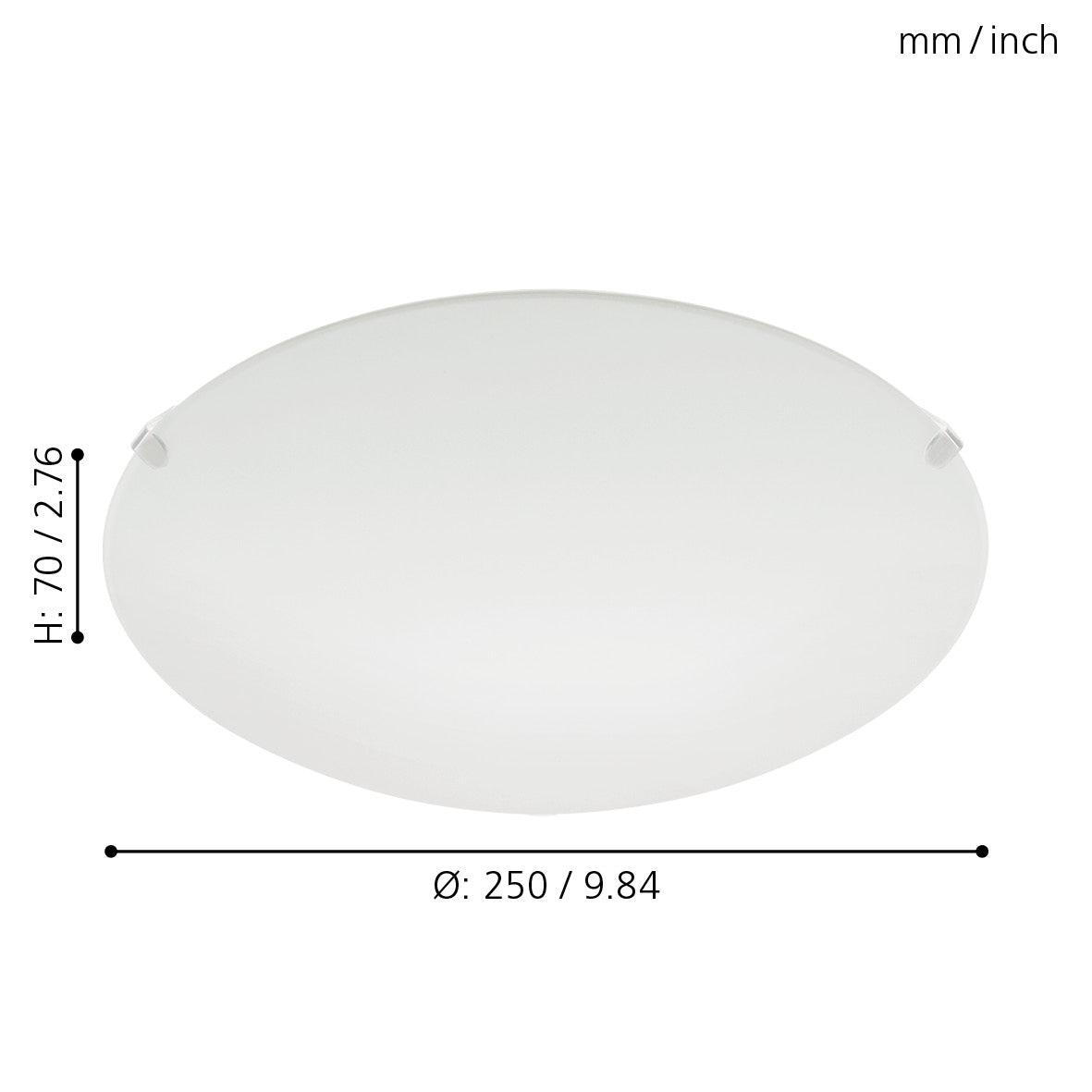 eglo mars white satin glass flush ceiling light living room close up