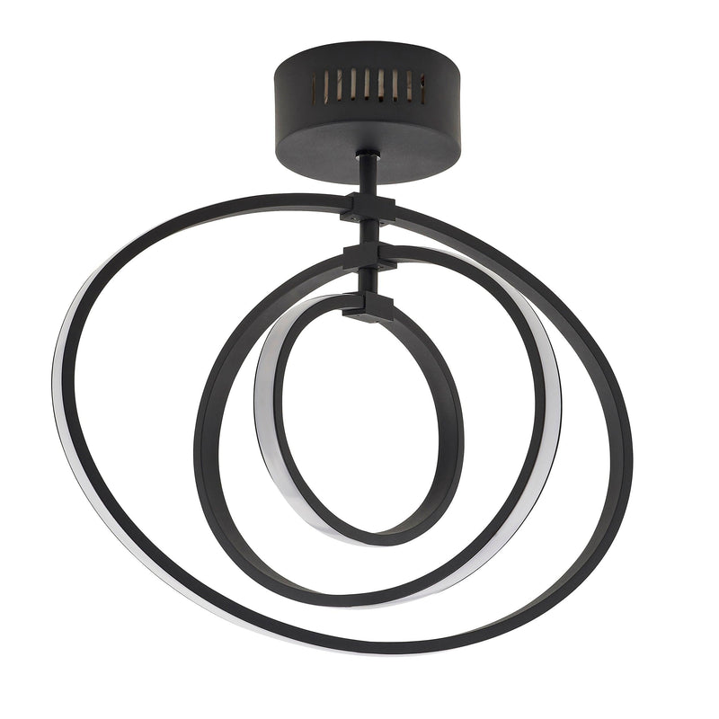 Endon Avali 1 Light LED Black & White Ceiling Semi Flush 80682 - unlit
