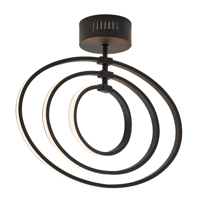 Endon Avali 1 Light LED Black & White Ceiling Semi Flush 80682 - Lit