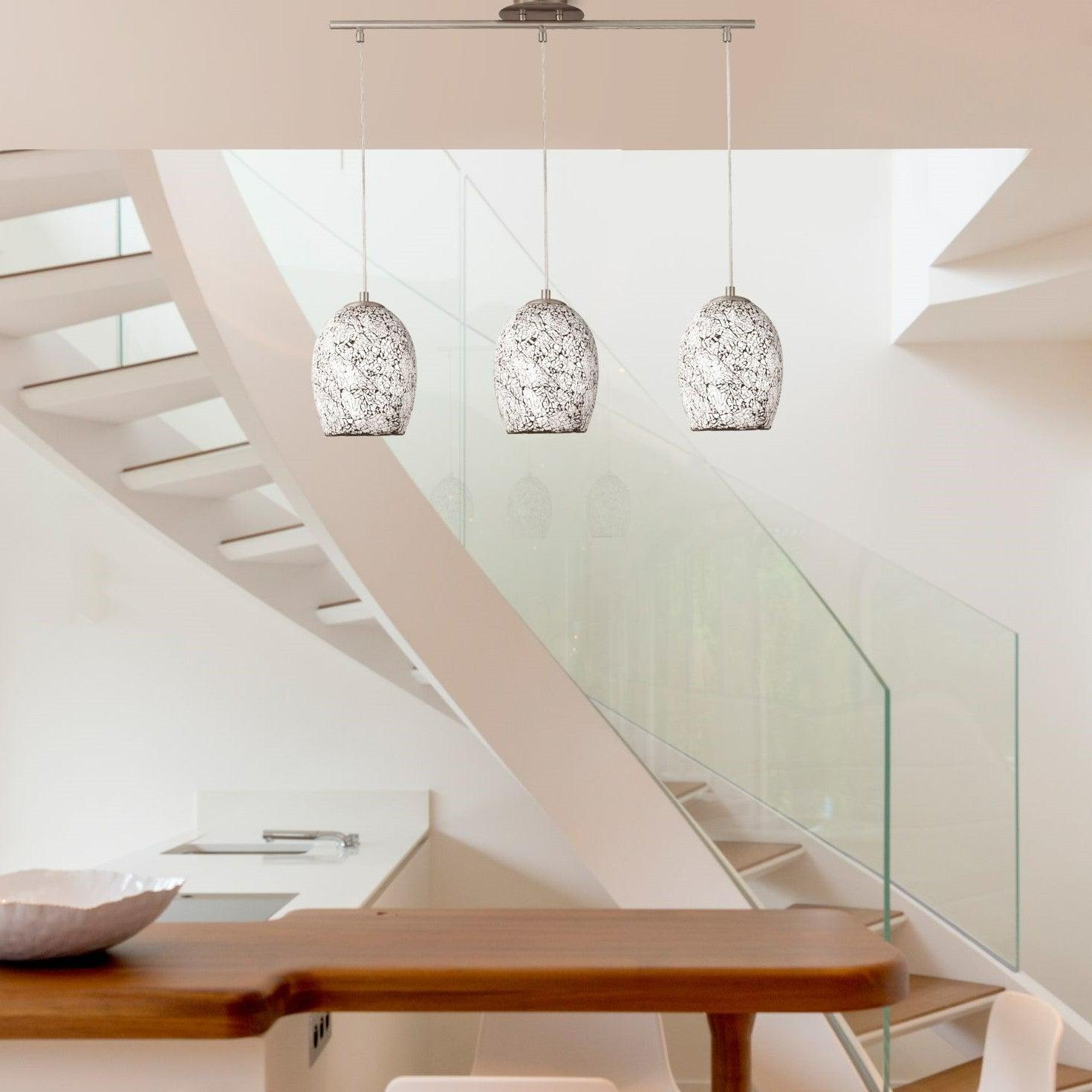 Searchlight Crackle 3 Light Pendant White Mosaic Glass-OPEN-BOX