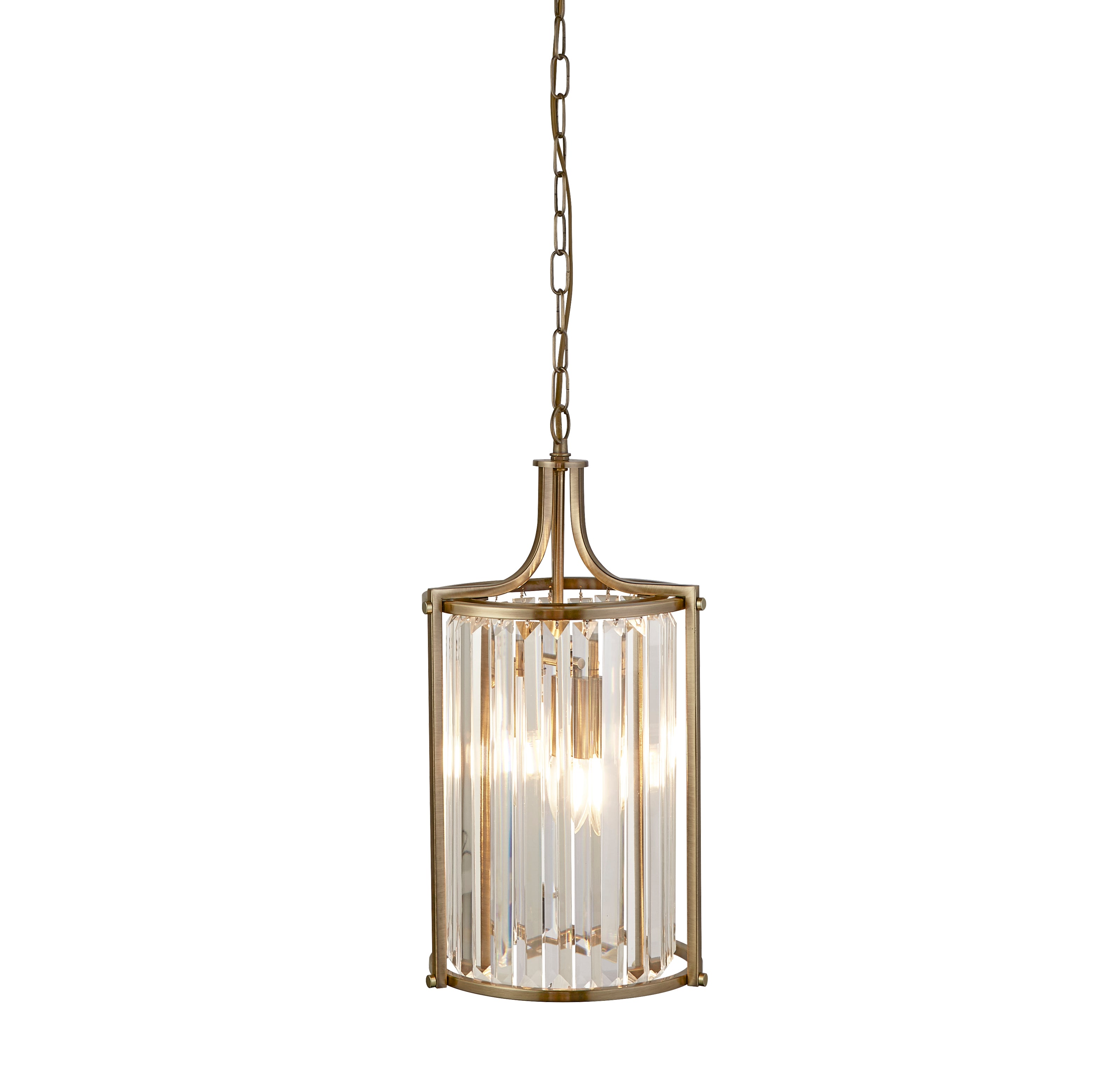 Searchlight Victoria 2 Light Brass Pendant With Crystal Shade