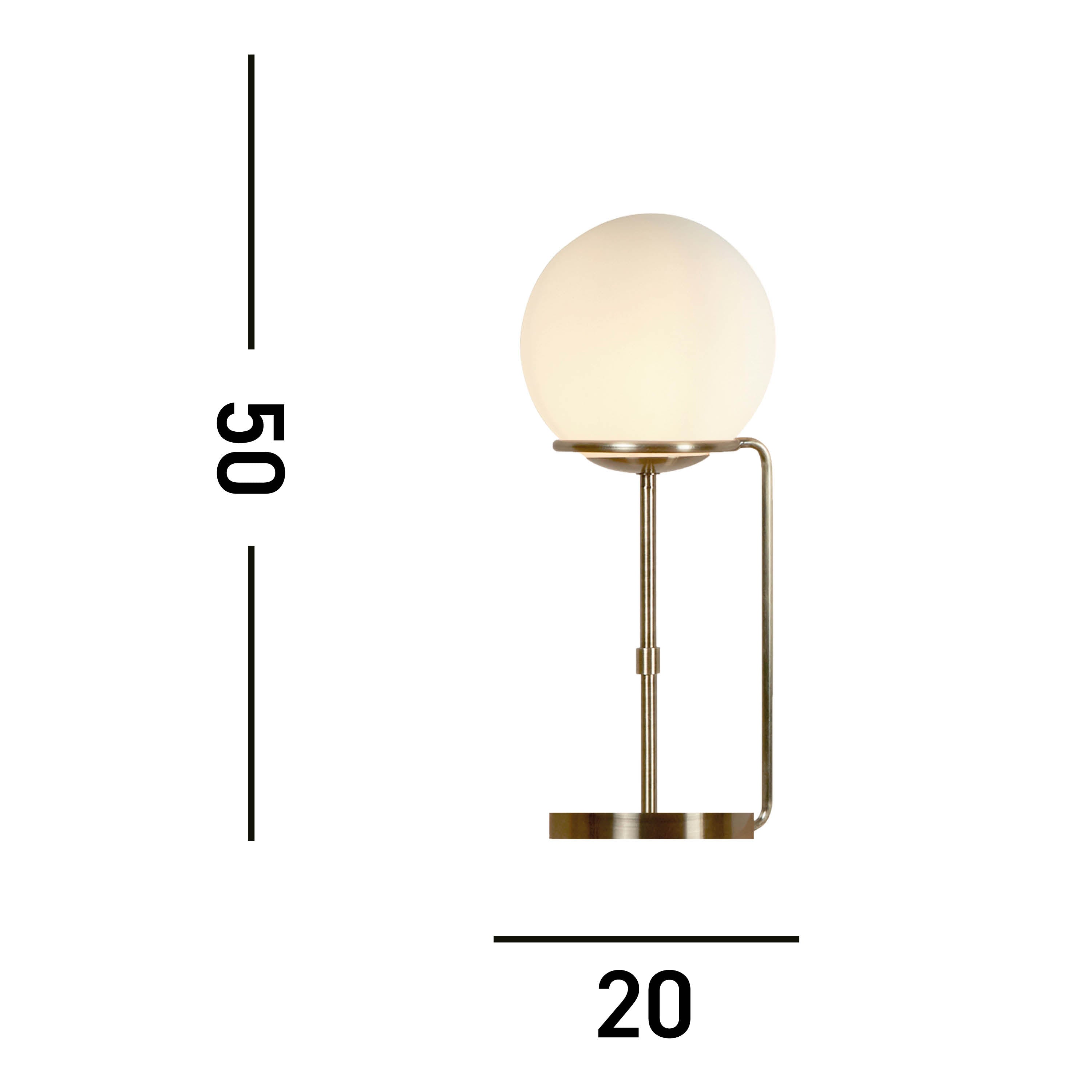 Searchlight Sphere Brass Table Lamp With Opal Glass Shade
