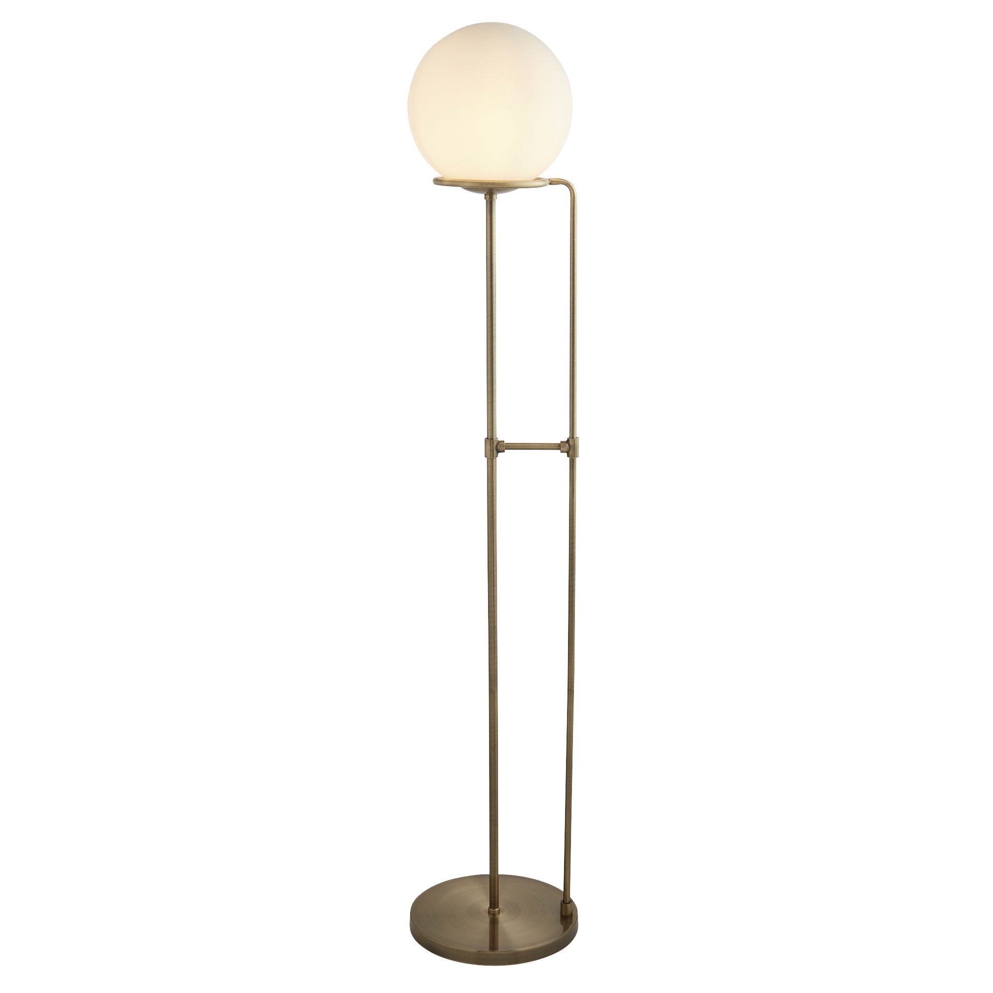 Searchlight Sphere Brass Floor Lamp - Opal Glass Shade