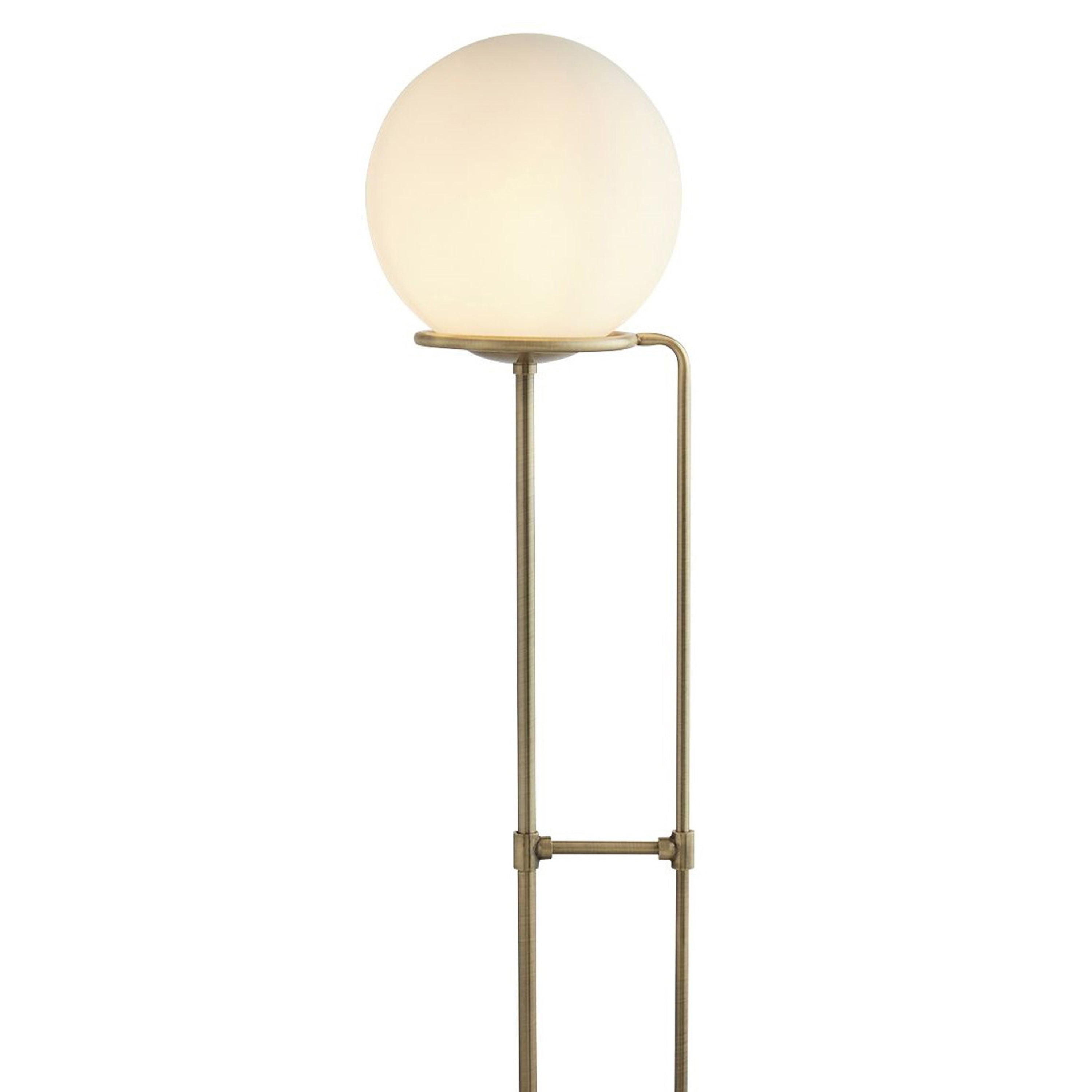 Searchlight Sphere Brass Floor Lamp - Opal Glass Shade