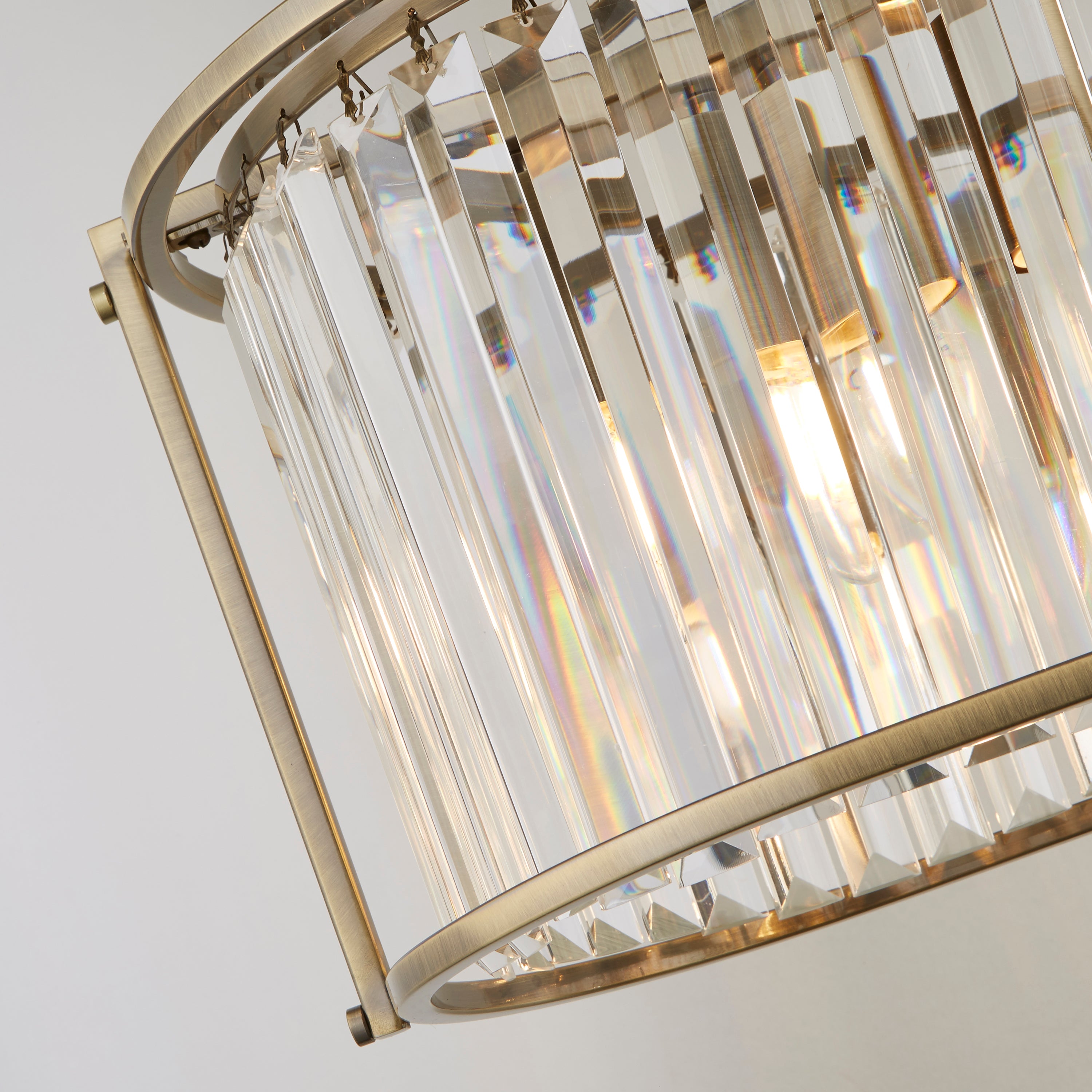 Searchlight Victoria 5 Light Brass Oval Pendant With Crystal Shade