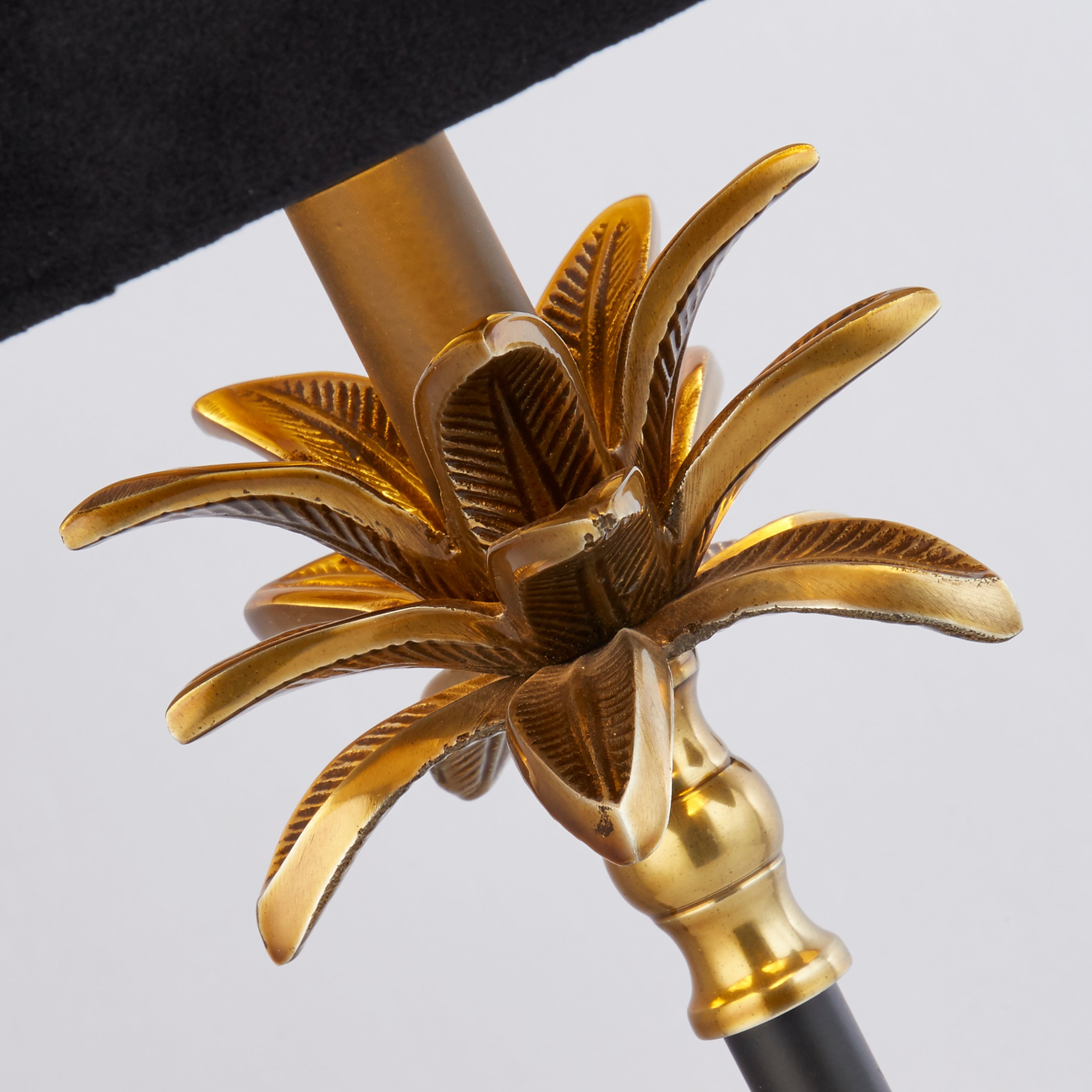 Base Only - Palm Table Lamp - Satin Brass & Black Metal