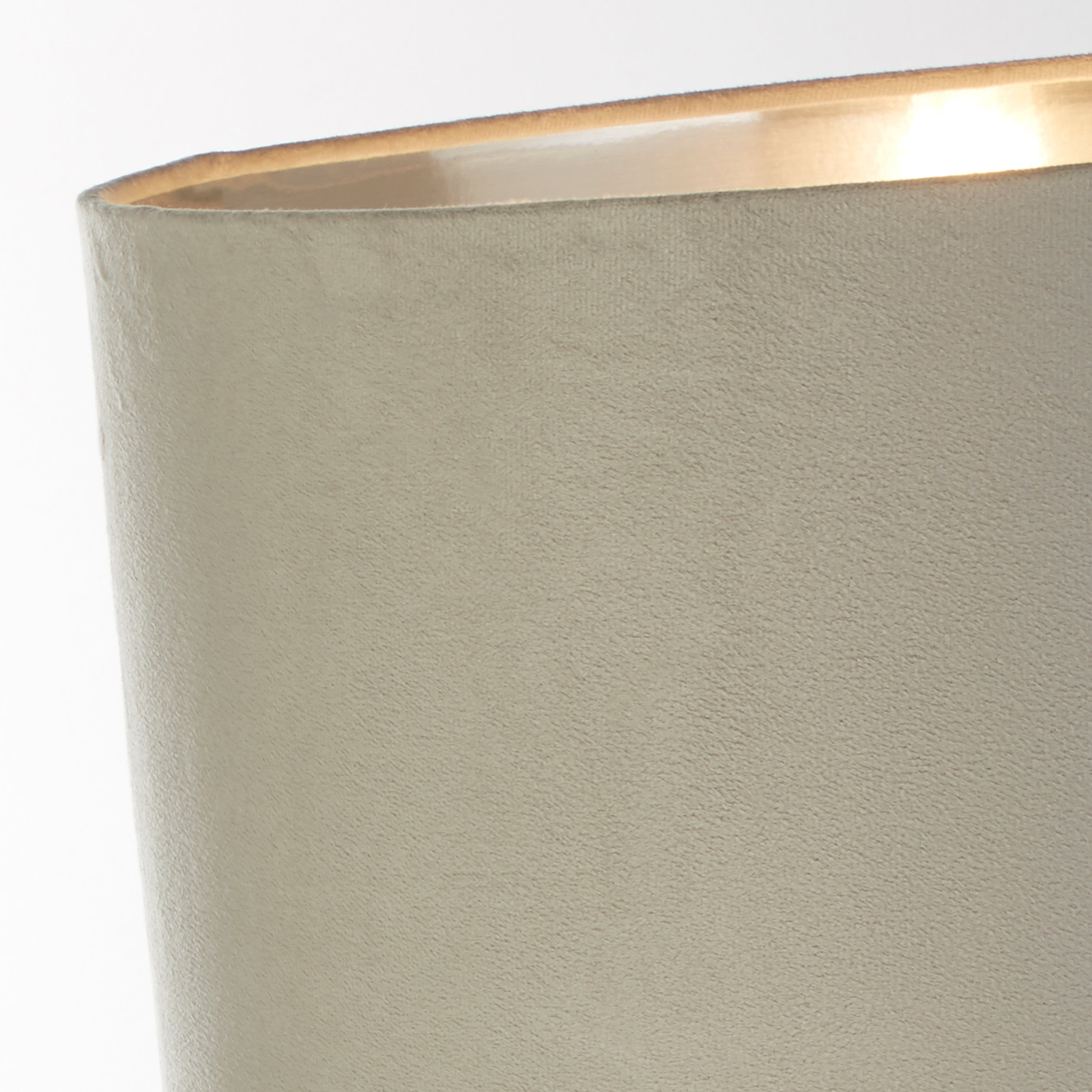 Whitby Table Lamp - Chrome Metal & Light Grey Velvet Shade