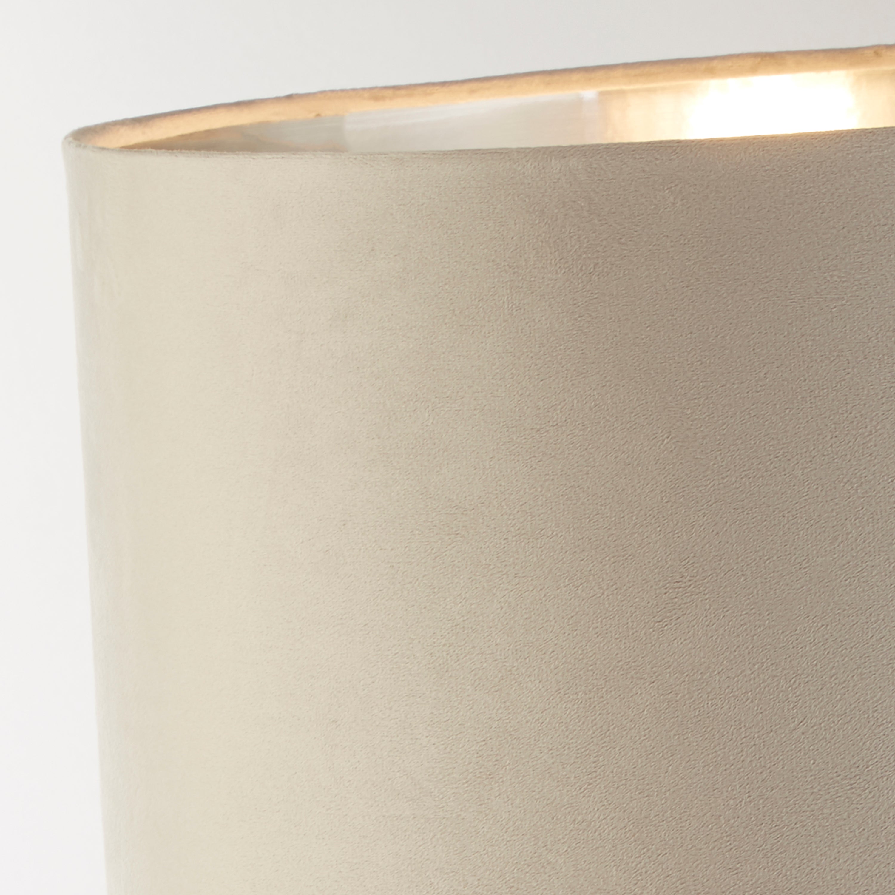 Whitby Table Lamp - Chrome Metal & Taupe Velvet Shade