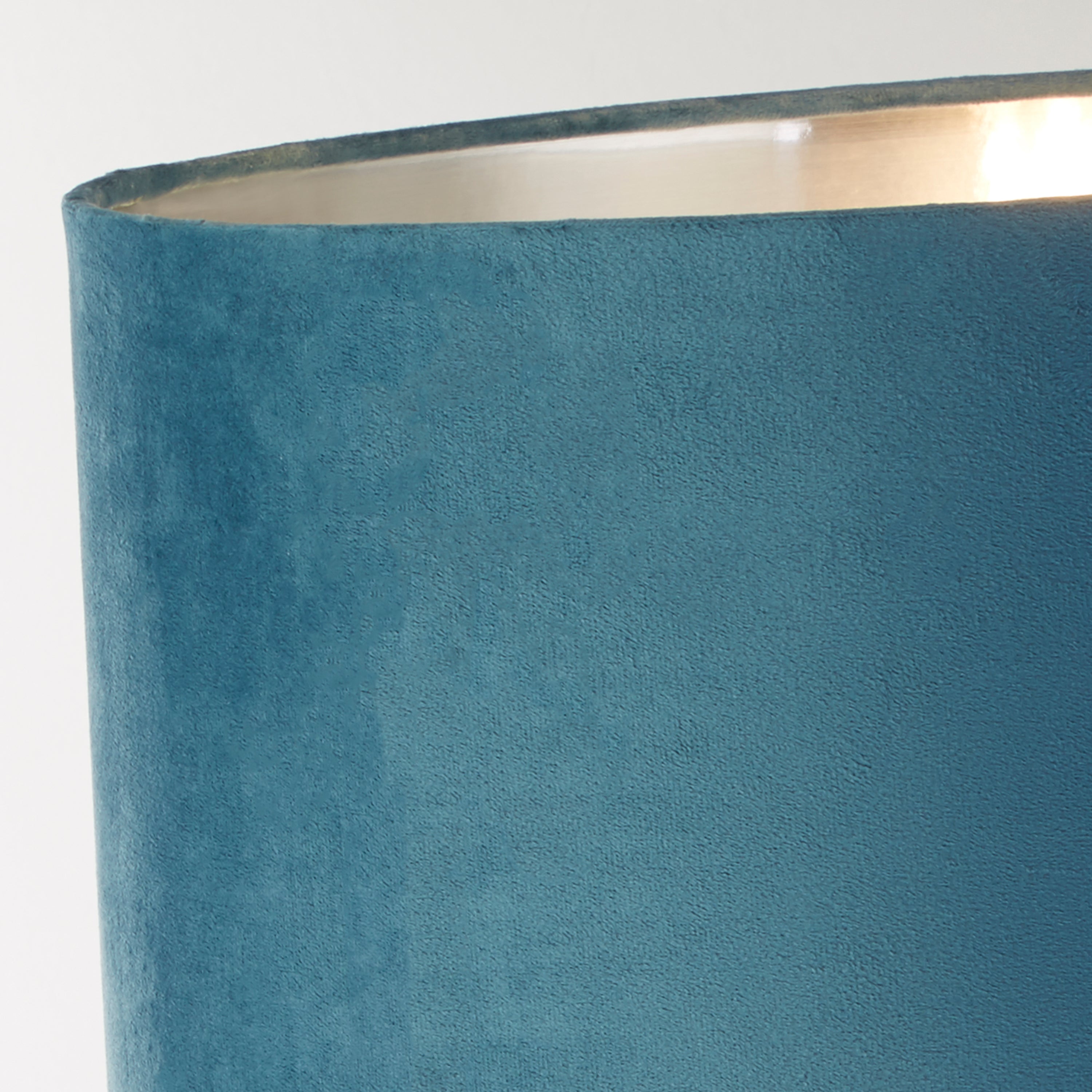 Whitby Table Lamp - Chrome Metal & Teal Velvet Shade